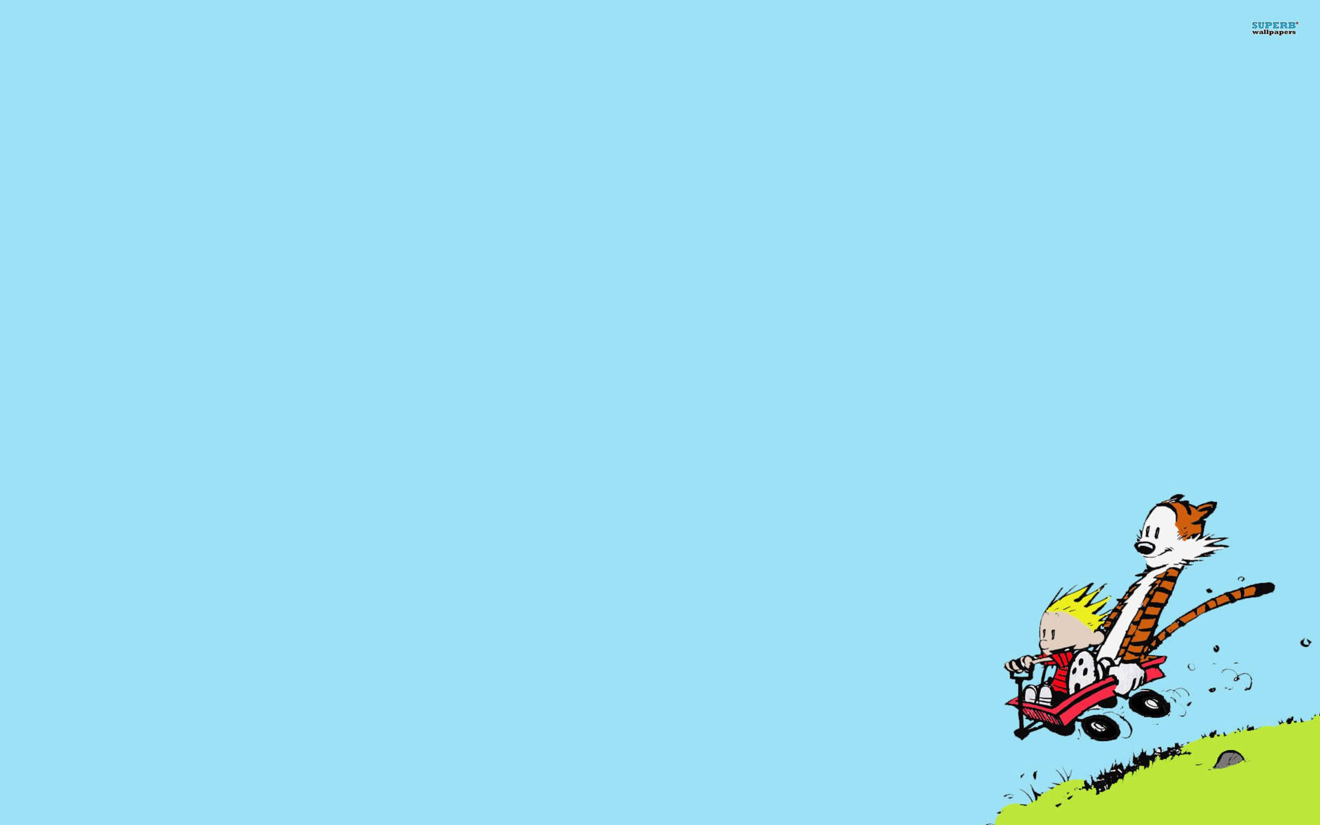 Calvin And Hobbes Cart Riding Background