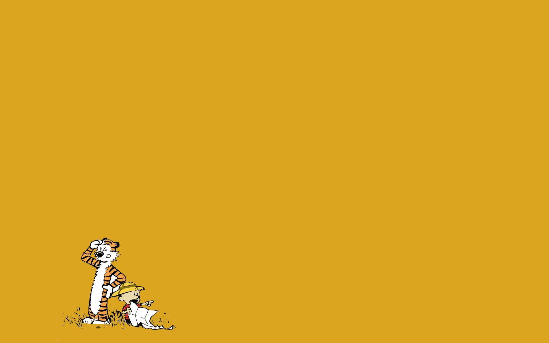 Calvin And Hobbes In Yellow Background