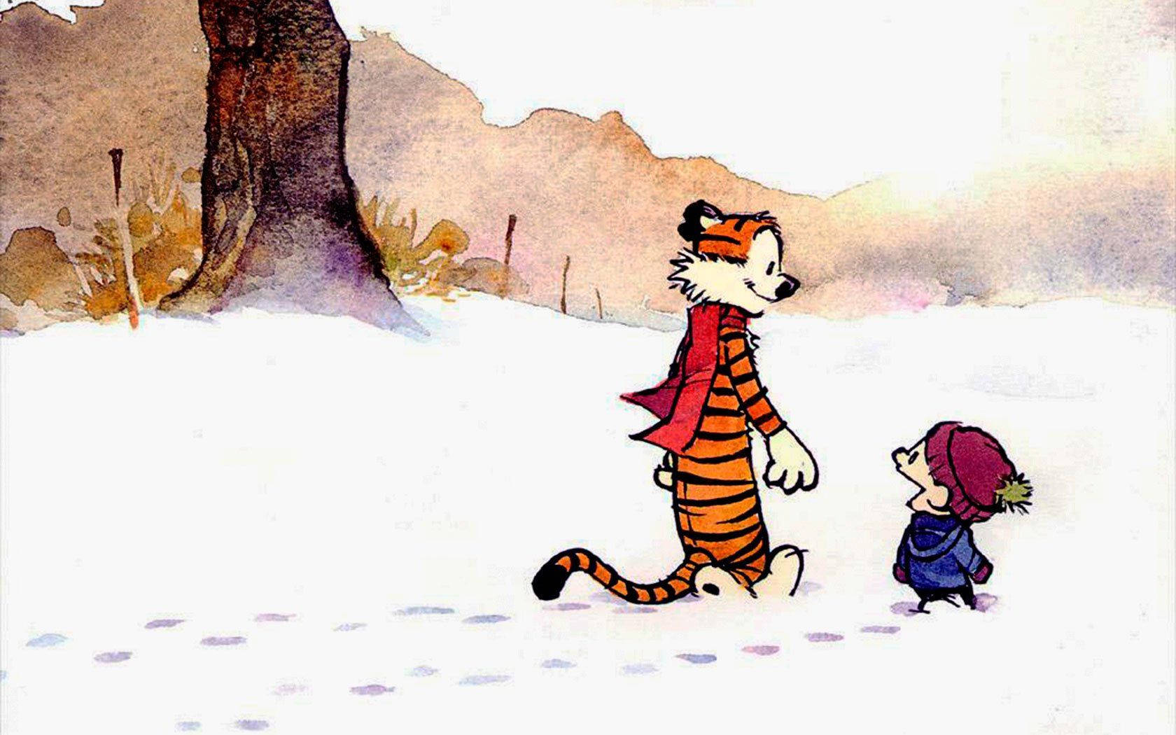 Calvin And Hobbes Winter Season Background