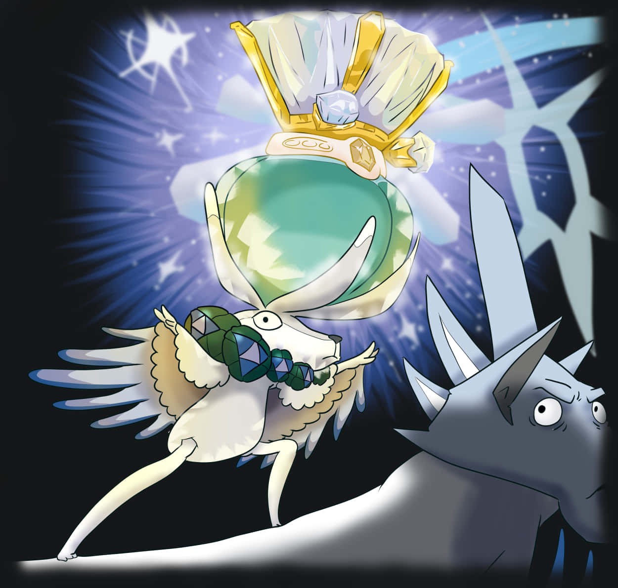 Calyrex Terastallized Pokemon 2d Illustration Background