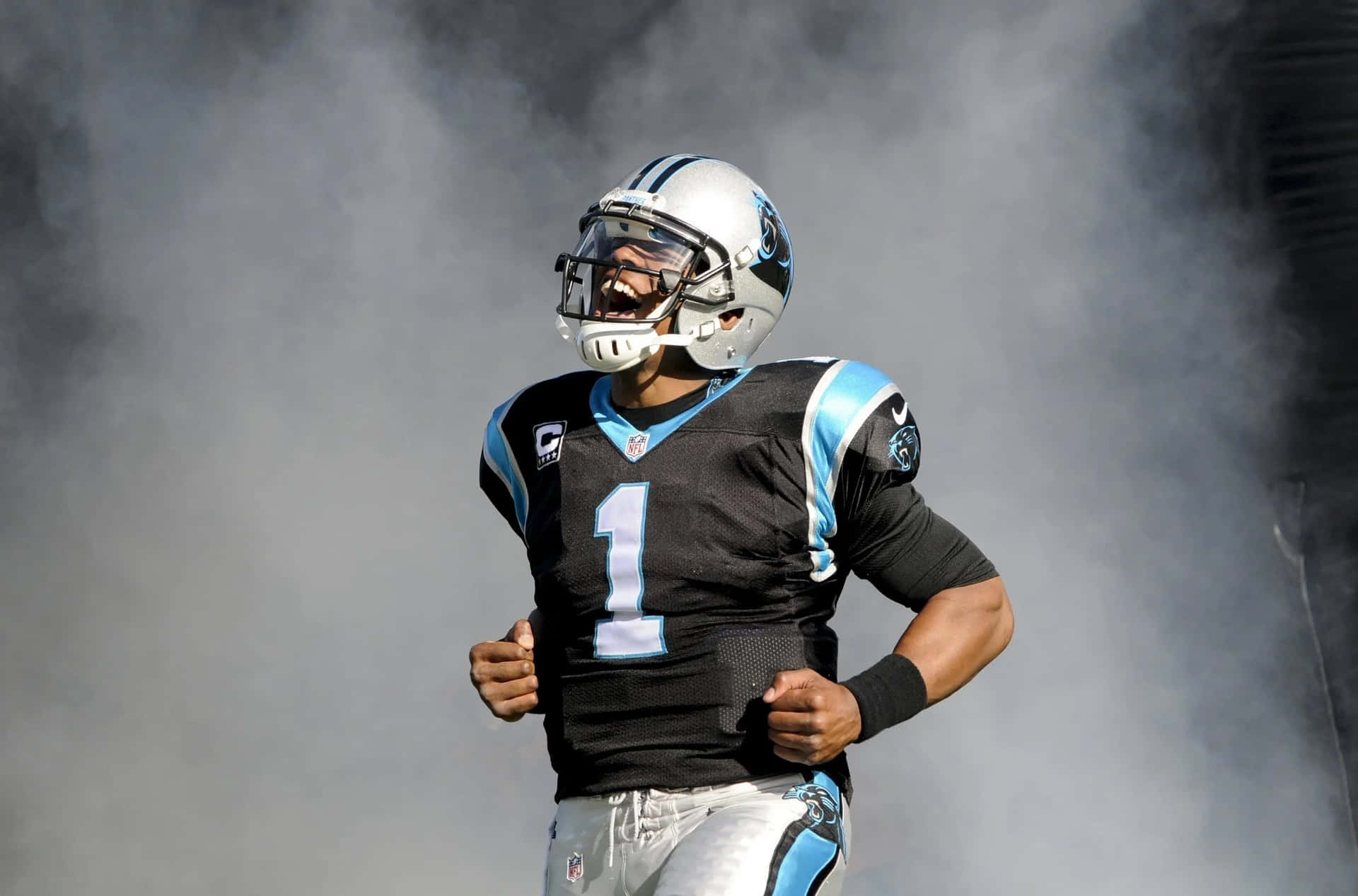 Cam Newton Grin On The Field Background