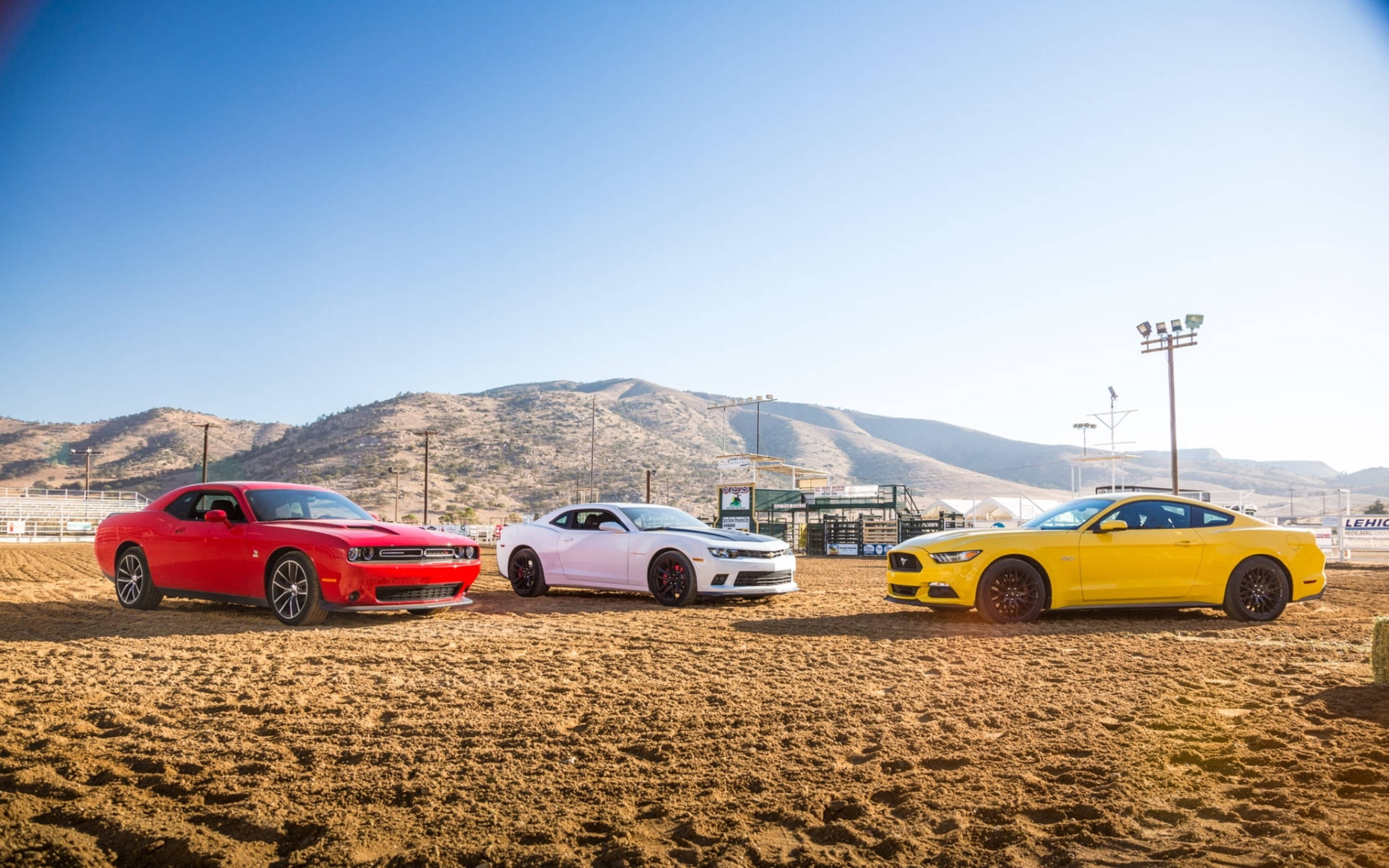 Camaro Muscle Cars In The Outback Background