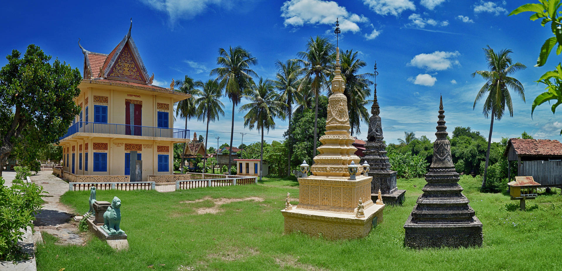 Cambodia Black And White Statue Background