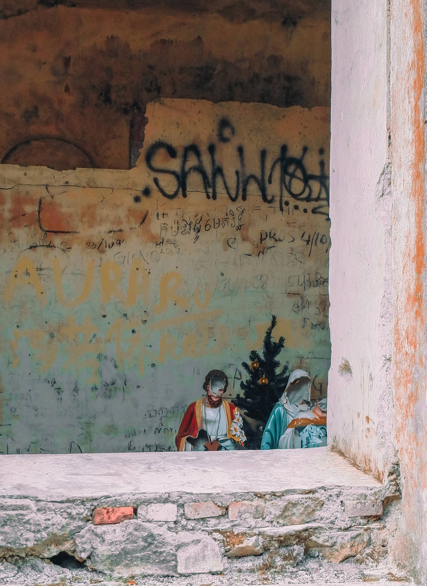 Cambodia Graffiti On Wall Background