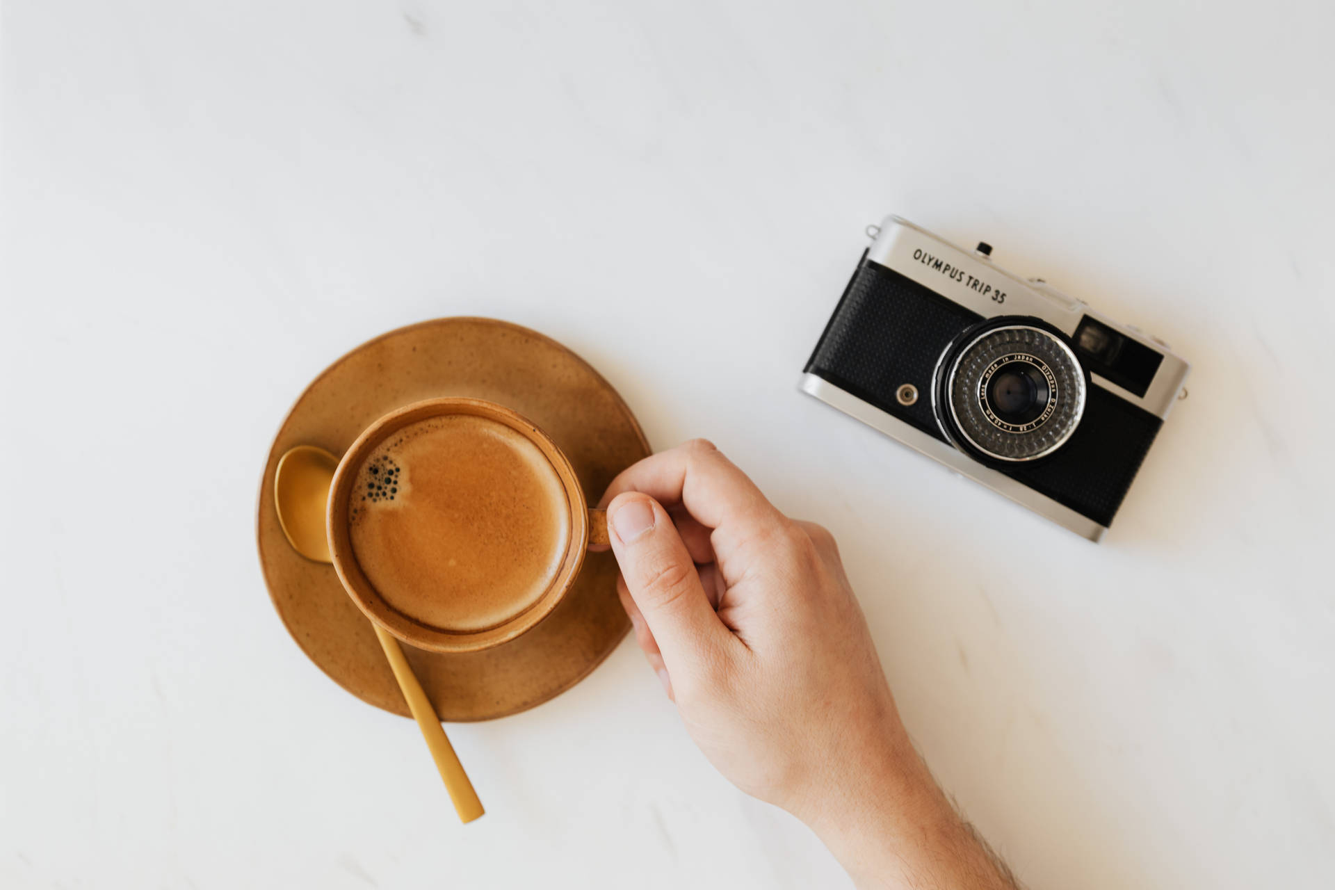 Camera And Coffee Background