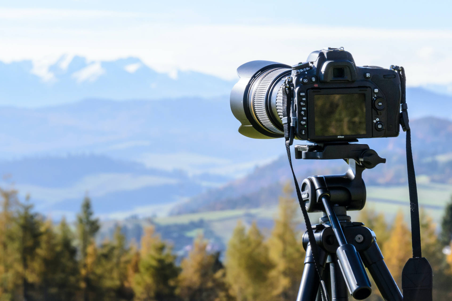 Camera By The Landscape Hd Photography Background