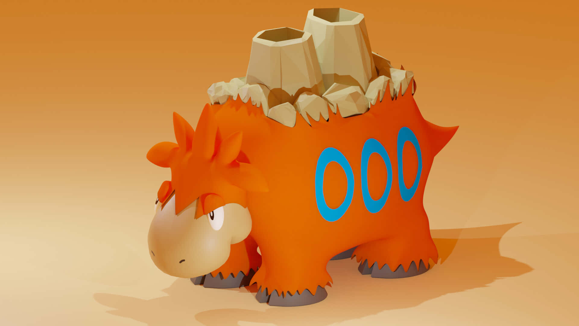 Camerupt 3d Model With Orange Background Background