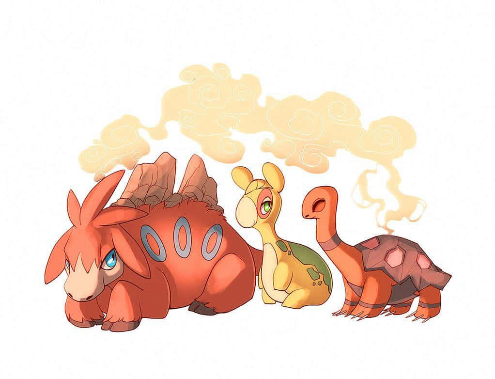 Camerupt Numel And Torkoal Desktop Background