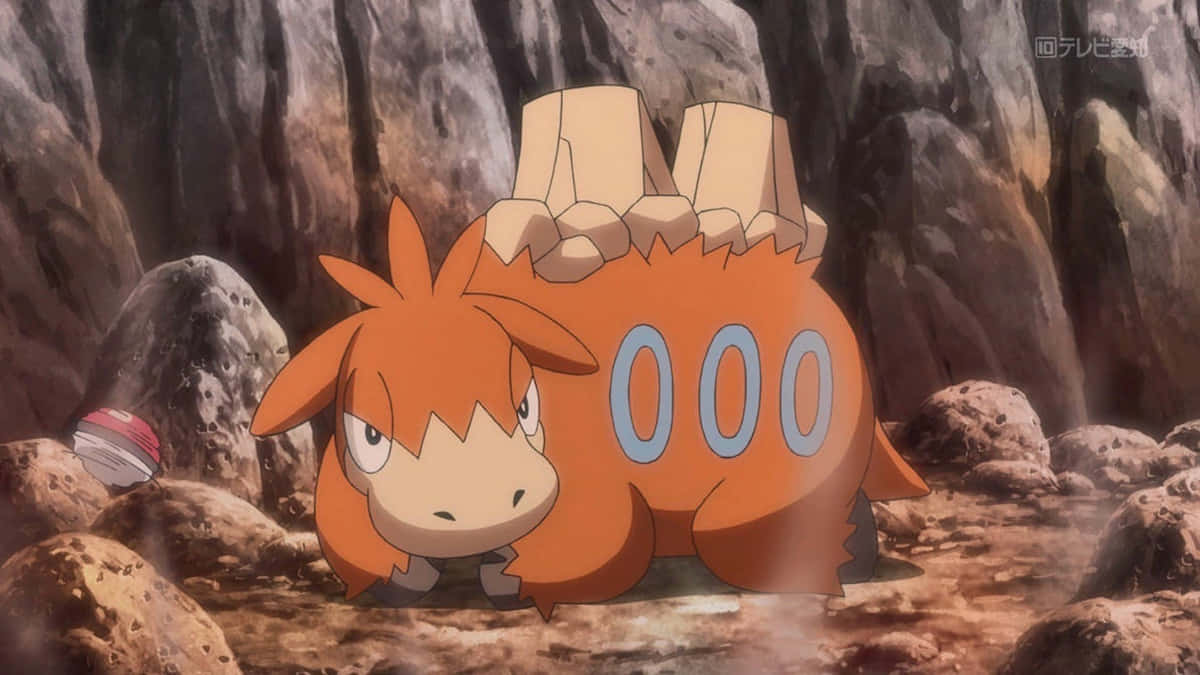 Camerupt On A Rocky Terrain Background