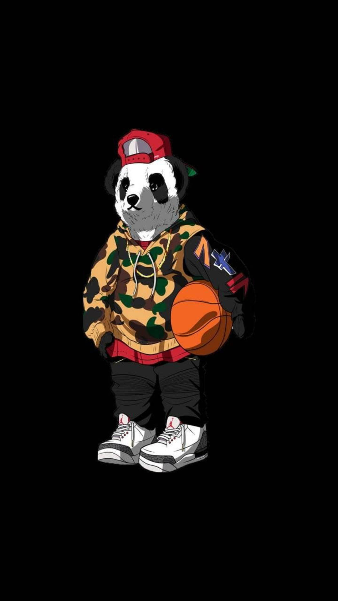 Camo Panda Gangster Cartoon Background