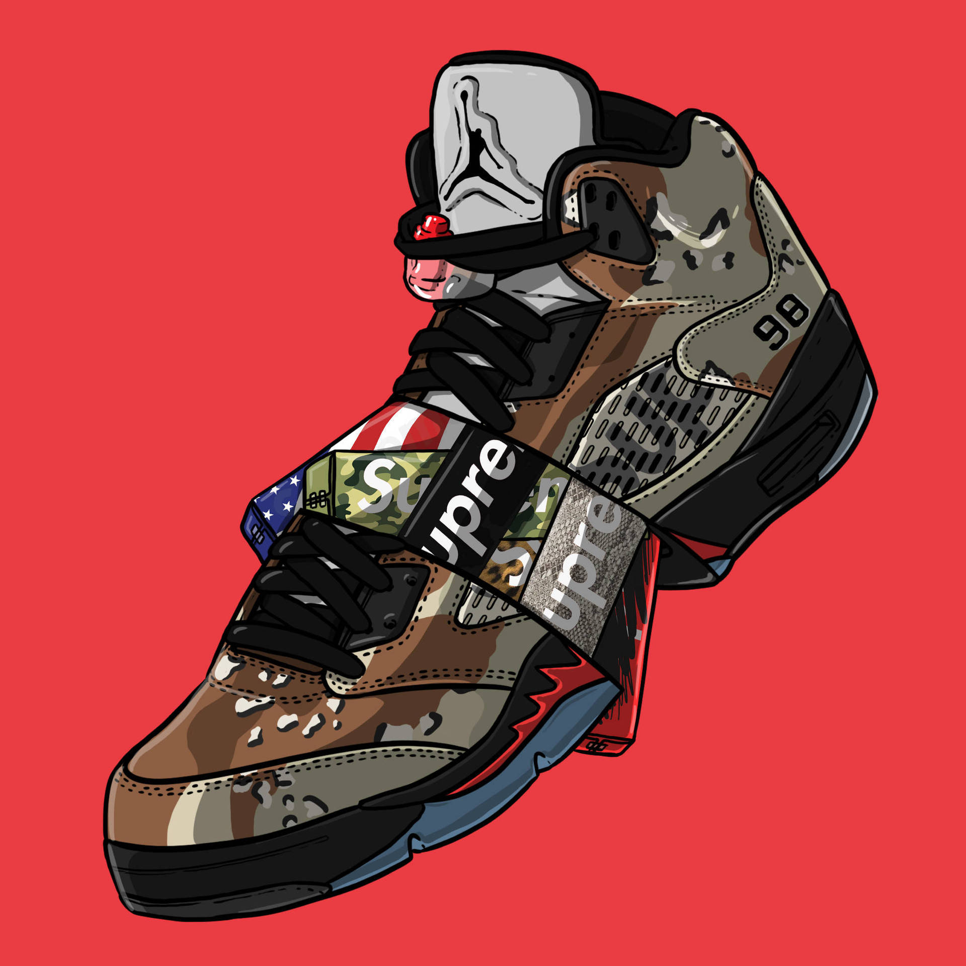 Camouflage Supreme Jordan Cartoon Sneaker