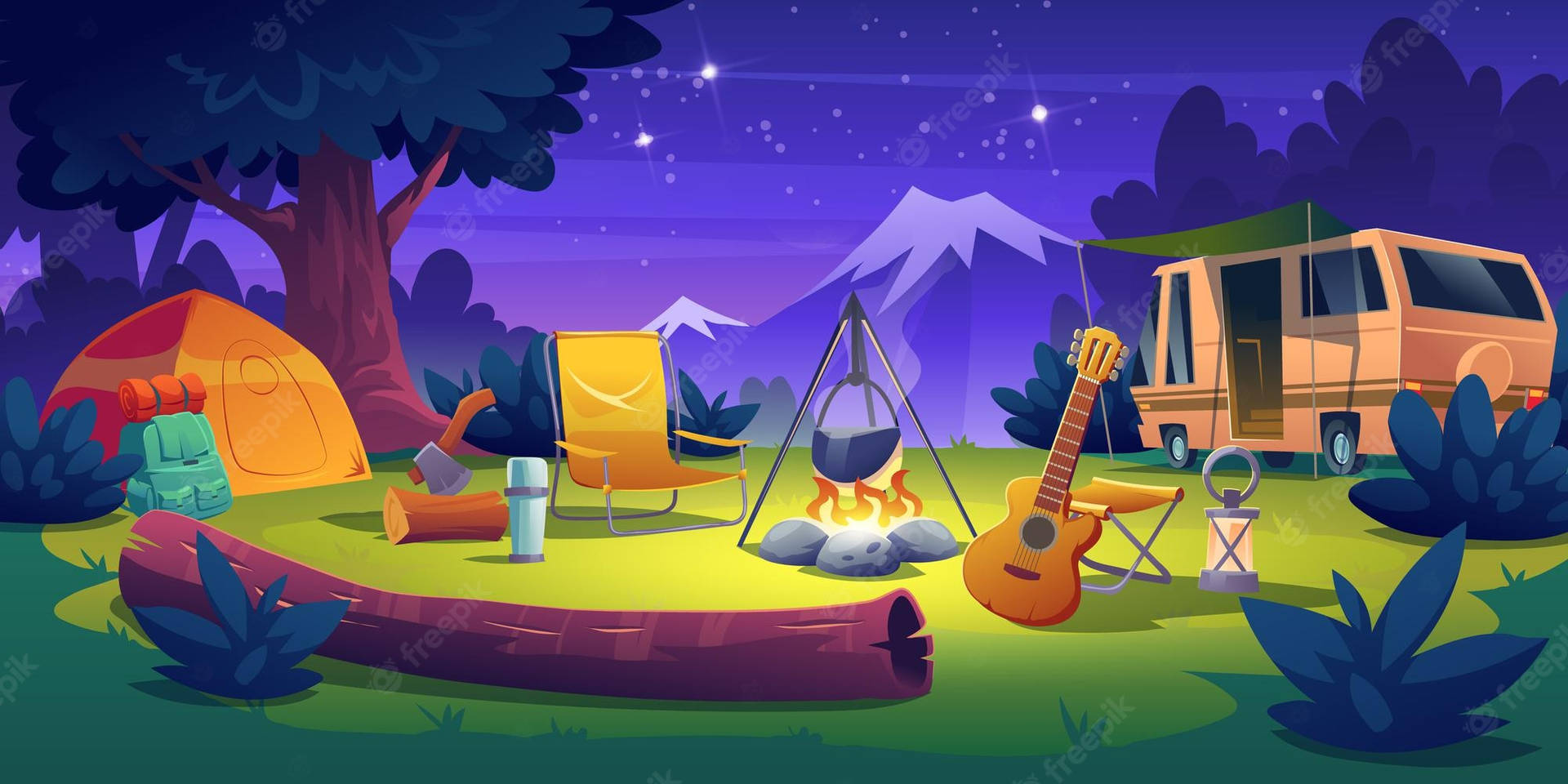 Camp Camp Night Camping Background