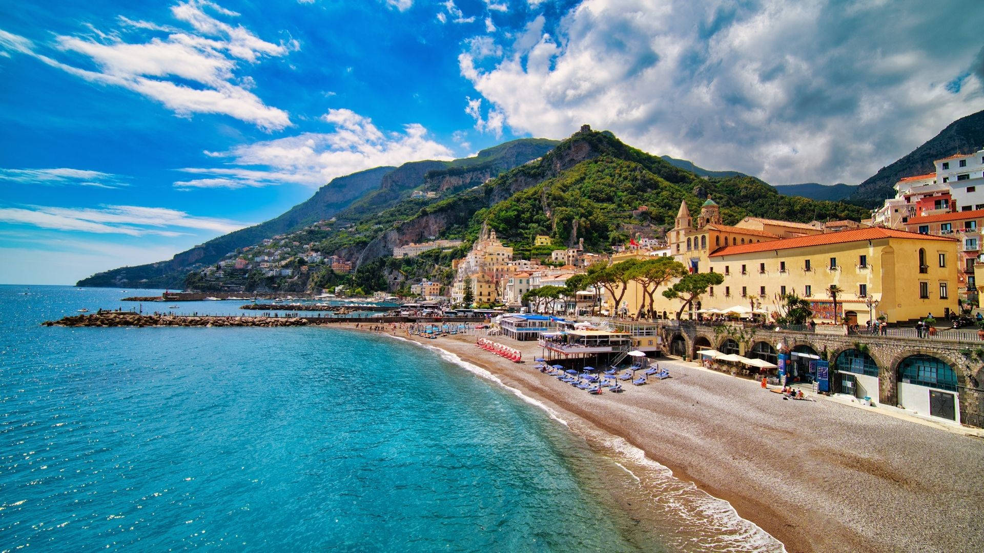 Campania Beach Amalfi Coast Italy Background