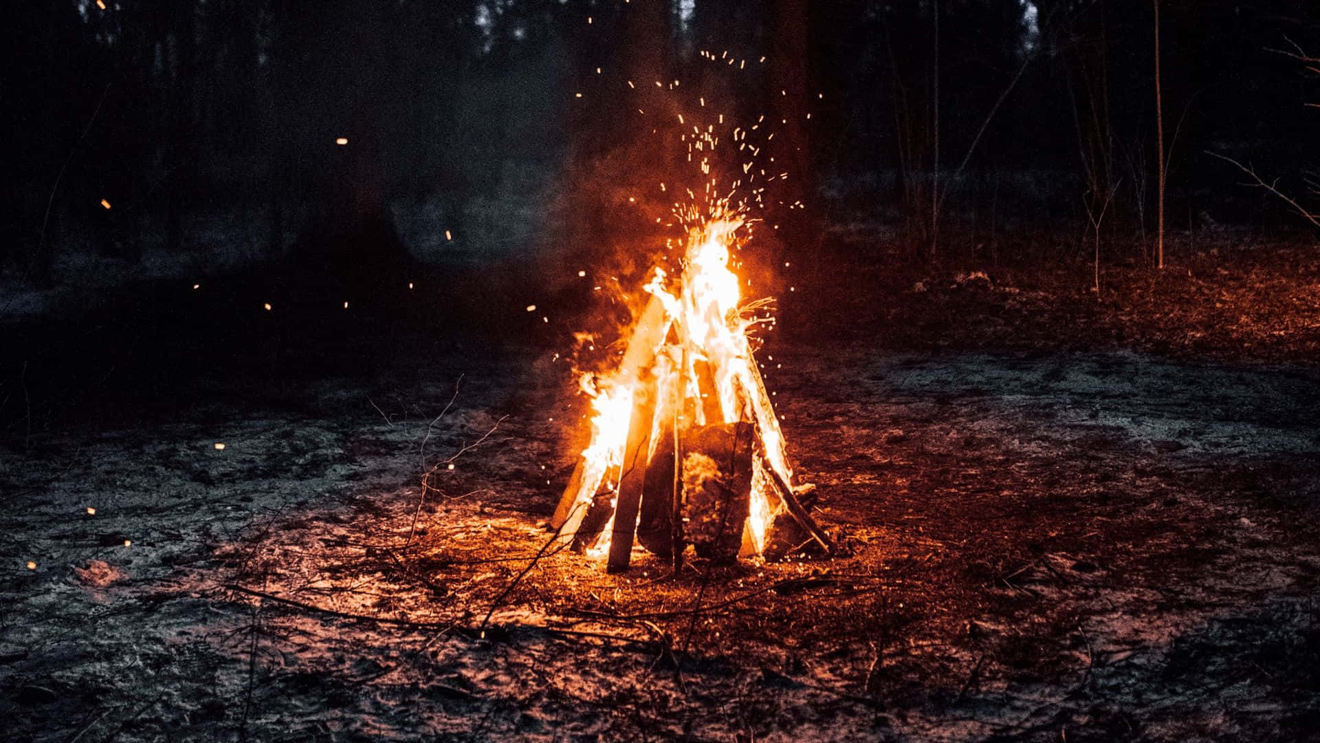 Campfire At The Campgrounds Background