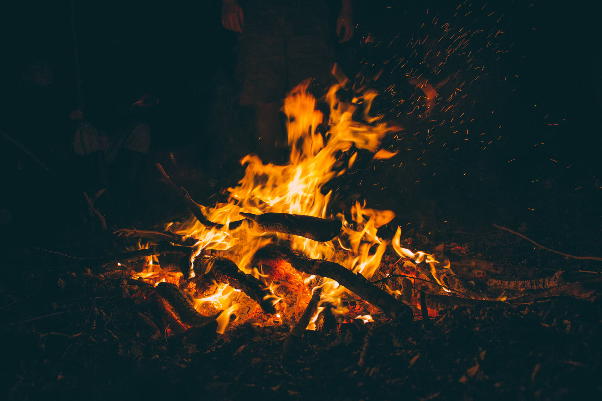 Campfire In The Dark Background