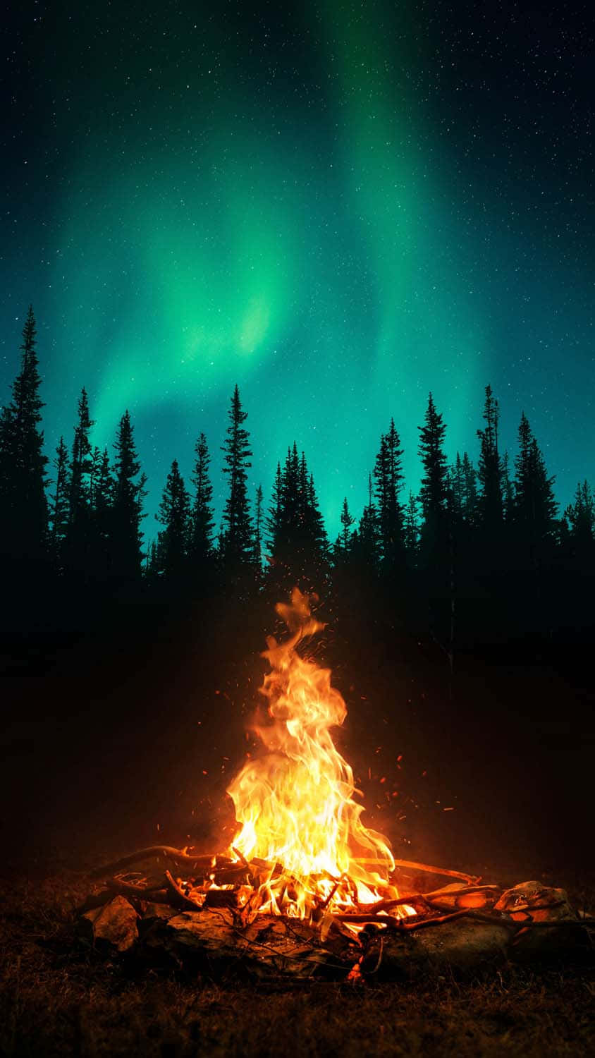 Campfire Northern Lights Background