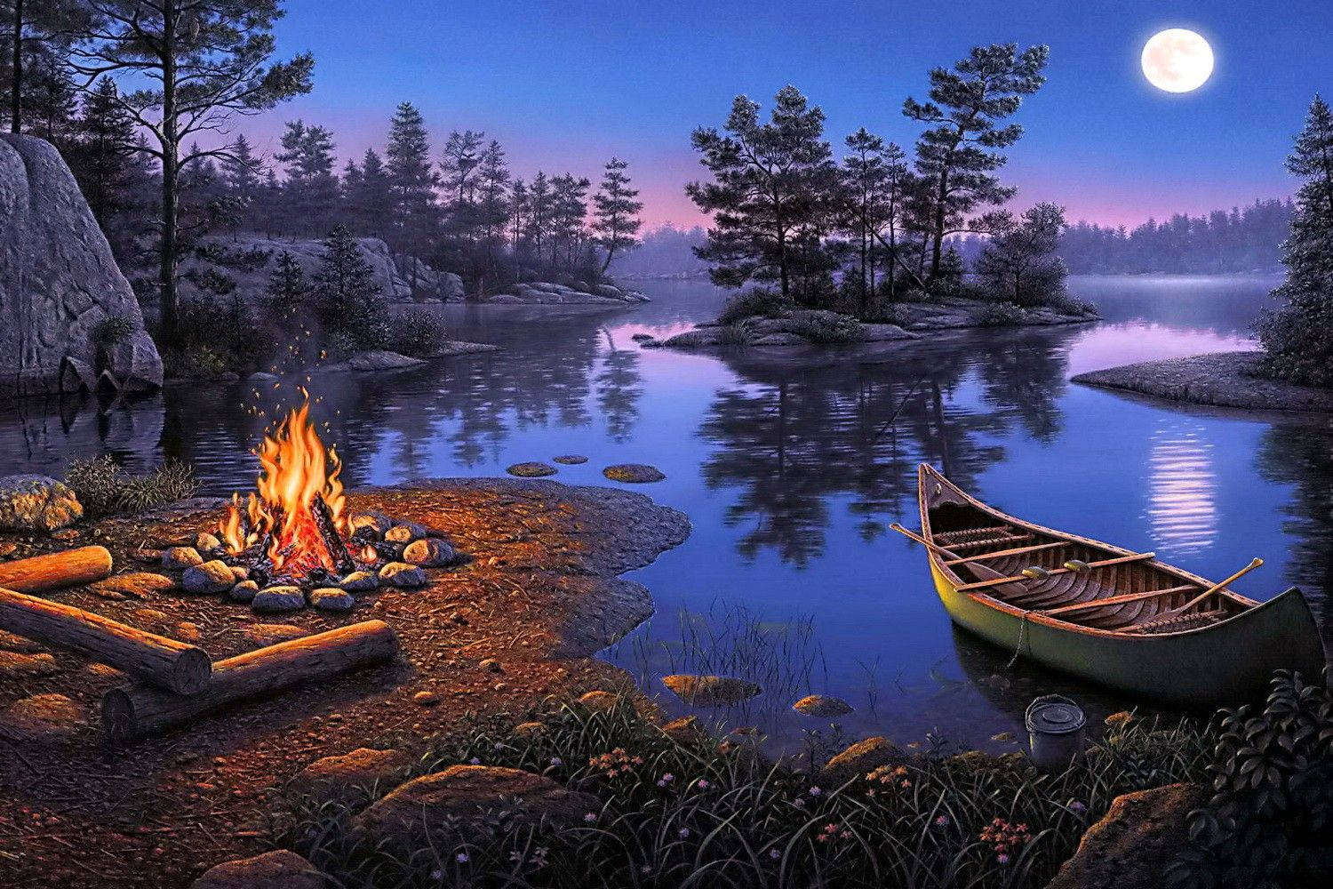 Camping At Lake Background