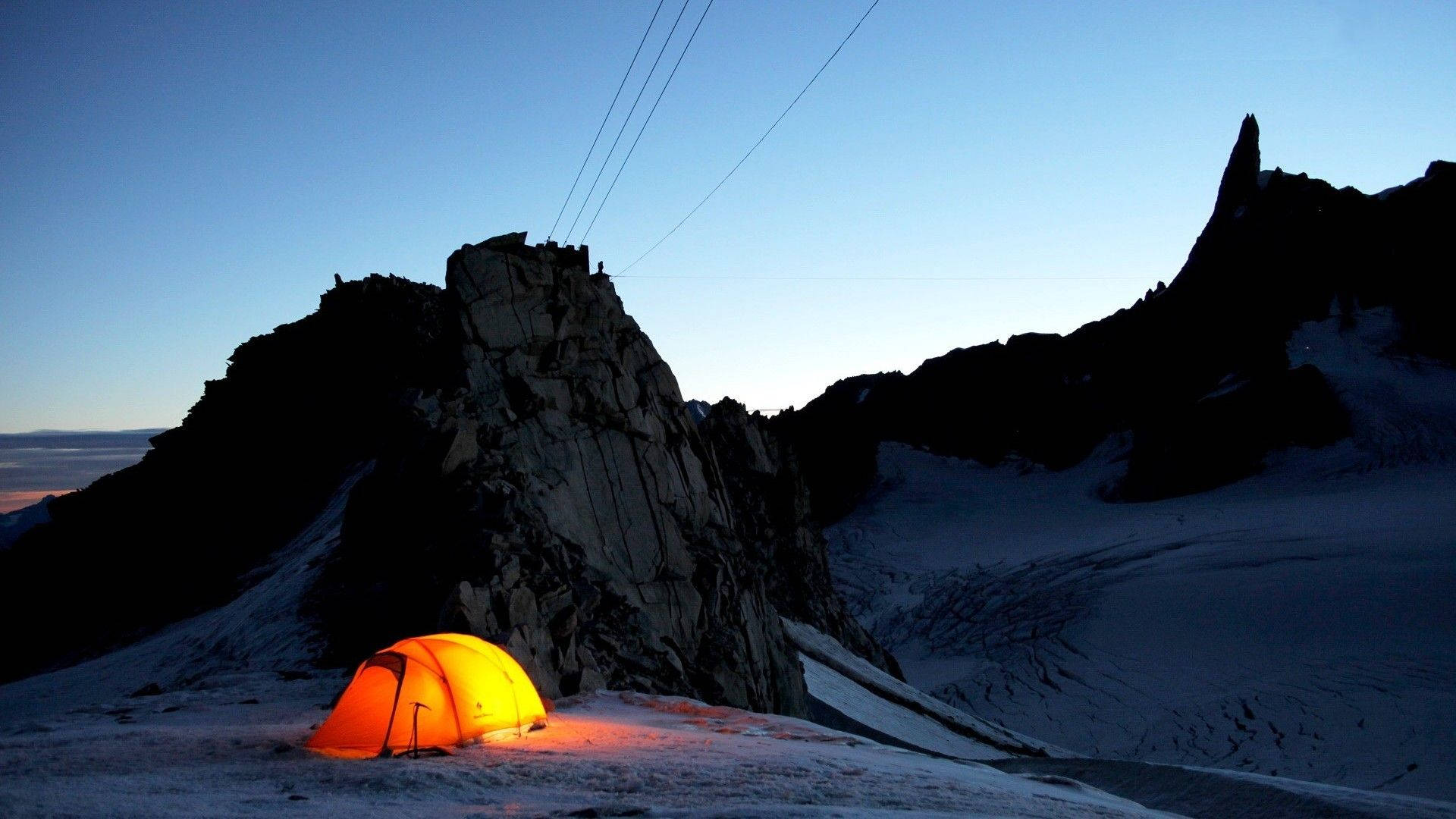 Camping Mountain Silhouette Background