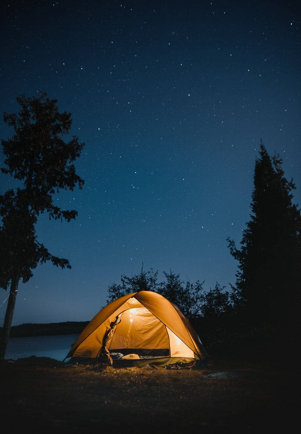 Camping Tent Silhouette Background