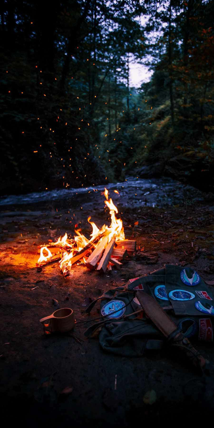 Campsite Lake Campfire Background