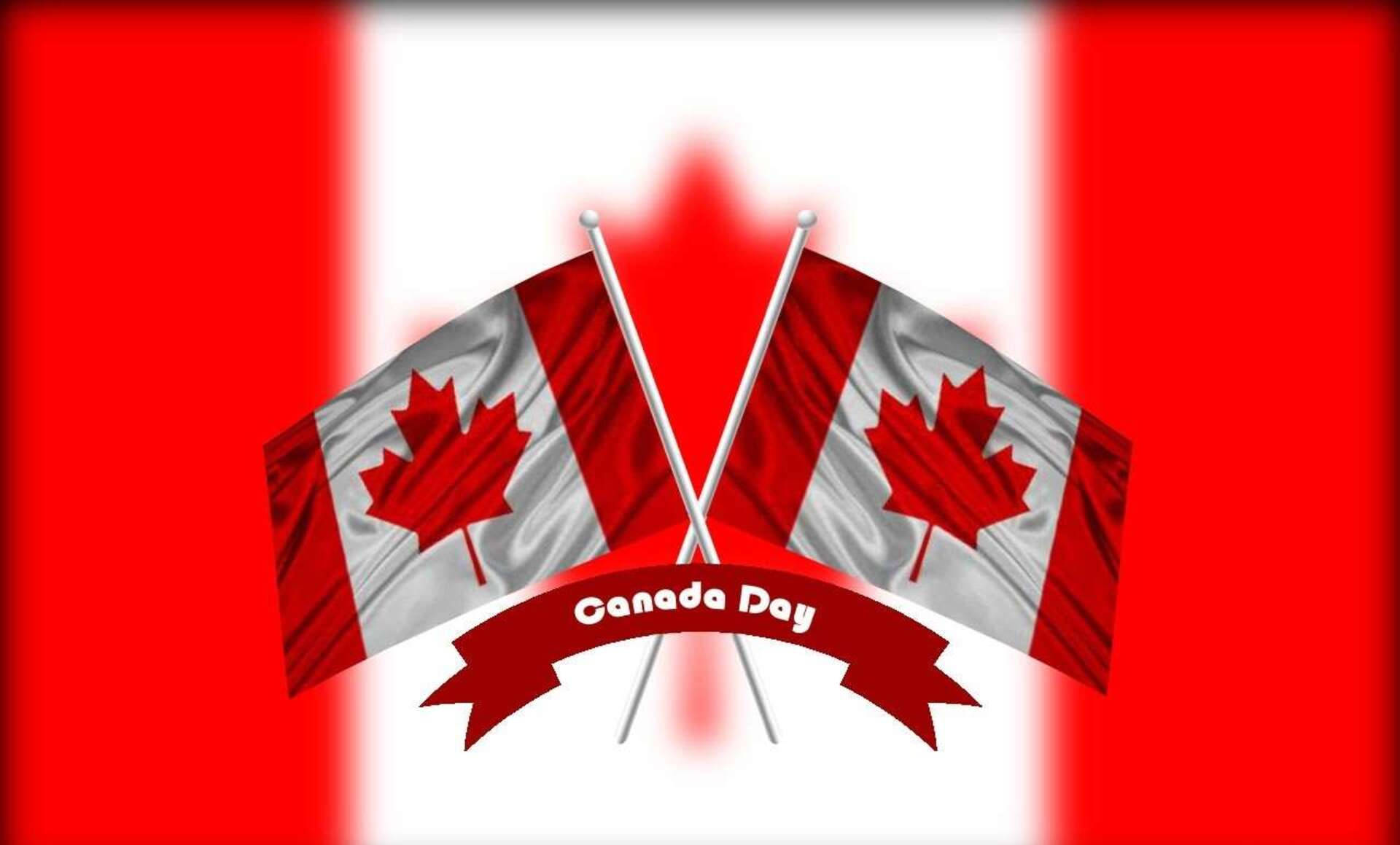 Canada Day Criss Crossed Flags Background