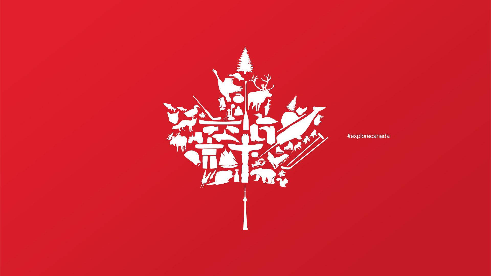 Canada Day Red Themed Logo Background