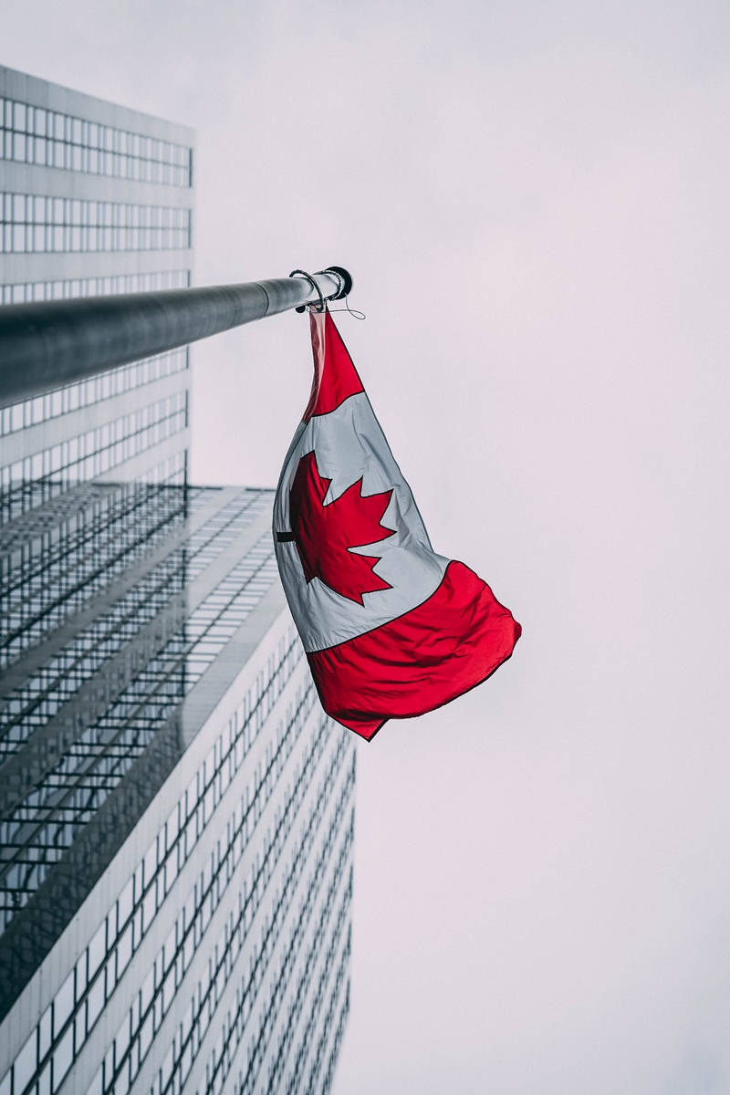 Canada Flag Building View Background