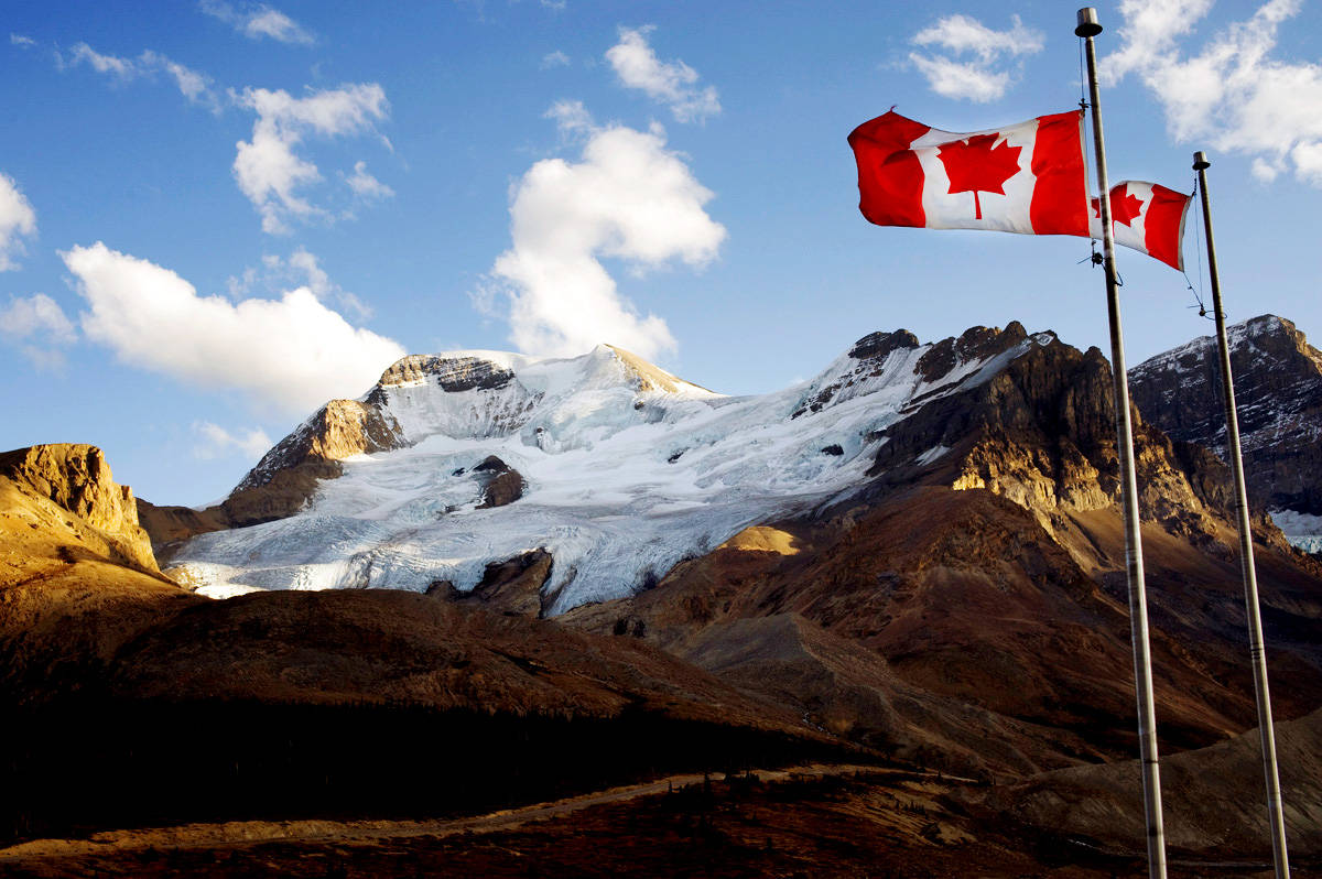 Canada Flag Mountain Background