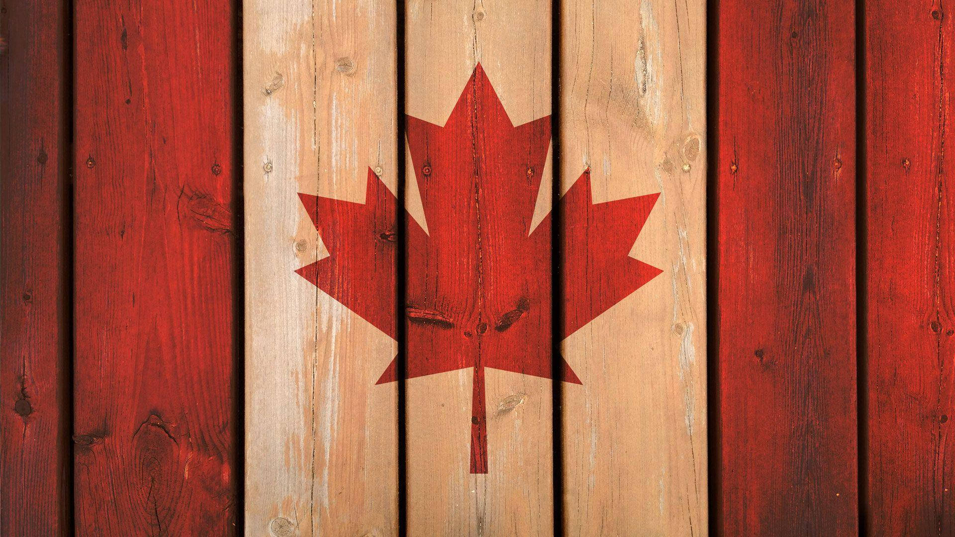 Canada Flag Wooden Art Background