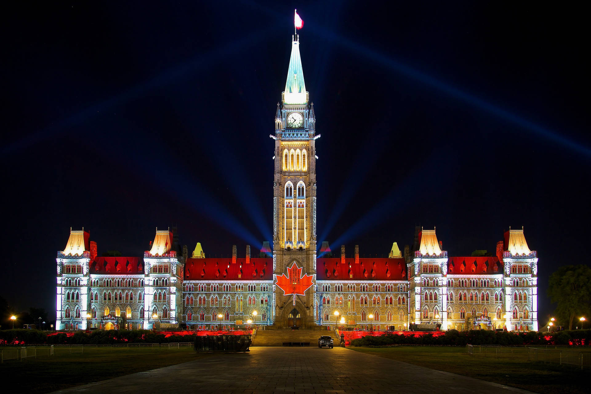 Canada Parliament Hill At Night Background