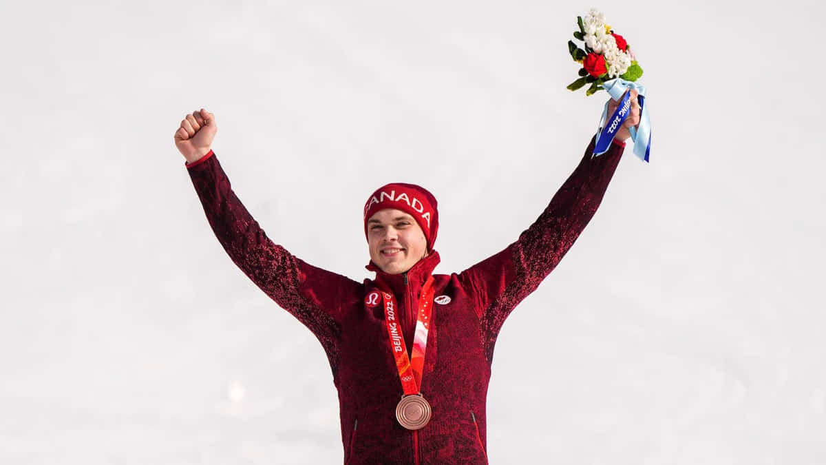 Canadian Athlete Celebrating Victory Background