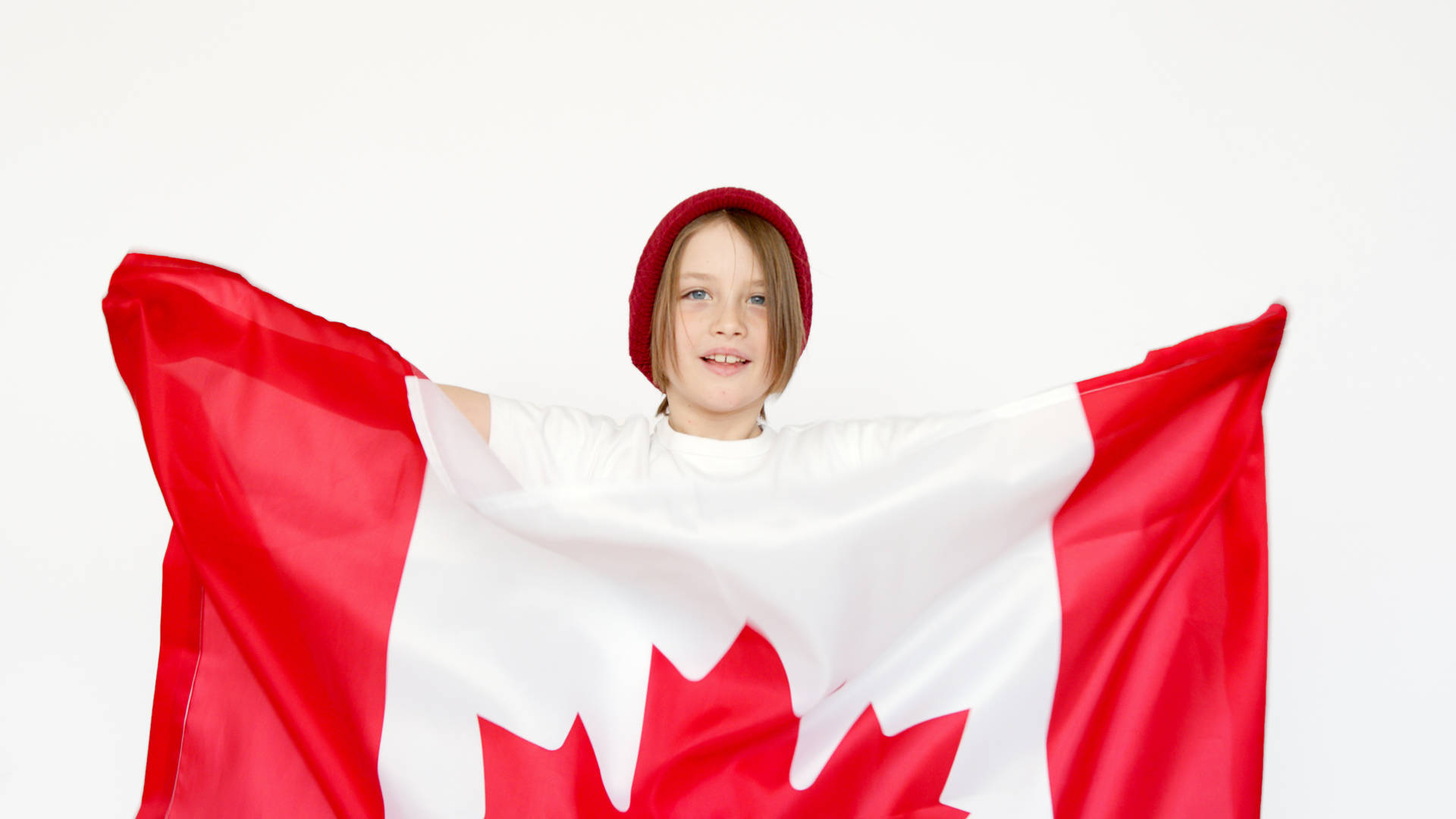 Canadian Flag Red Cap Girl