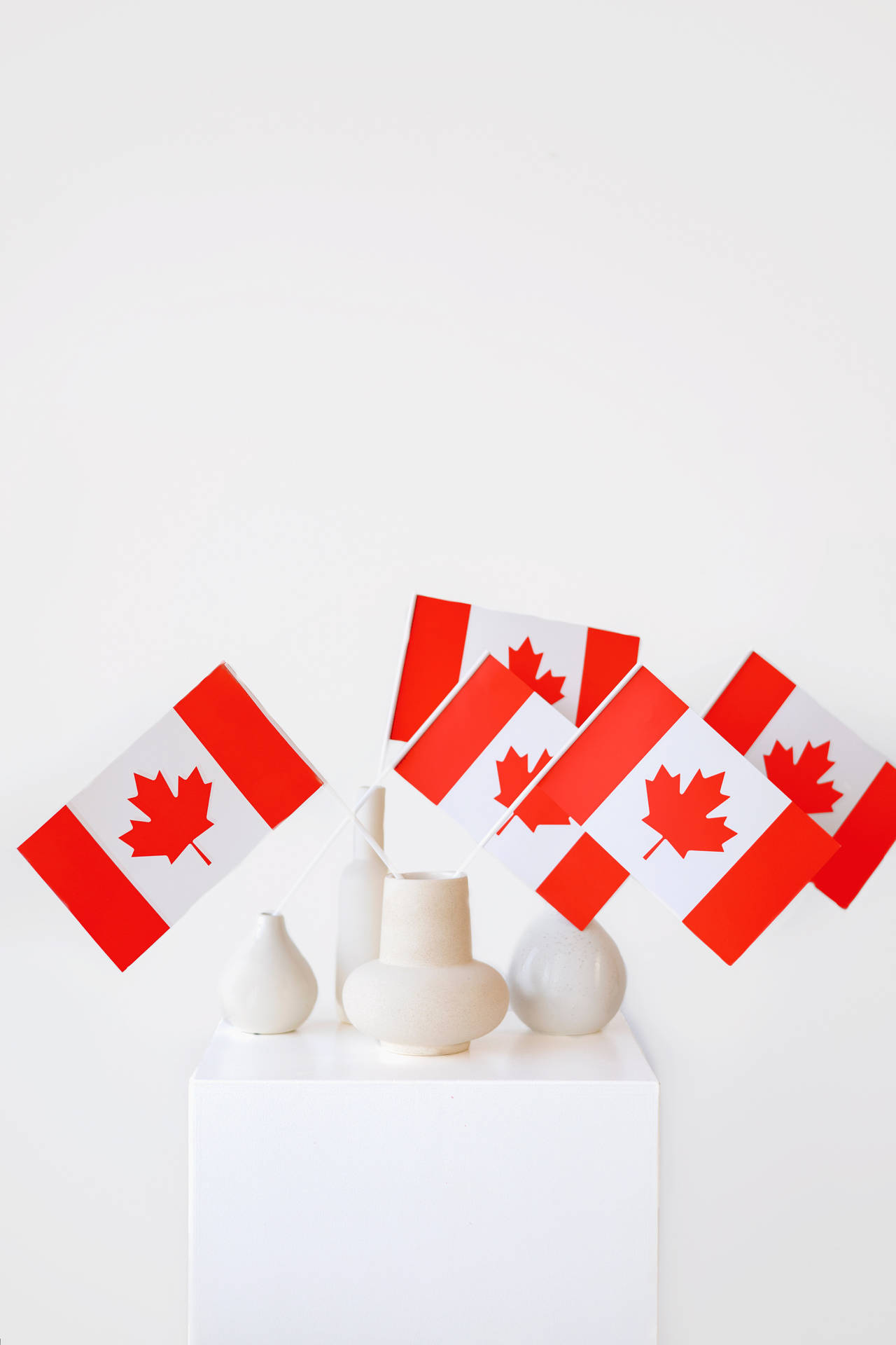 Canadian Flags Inside Vases Background