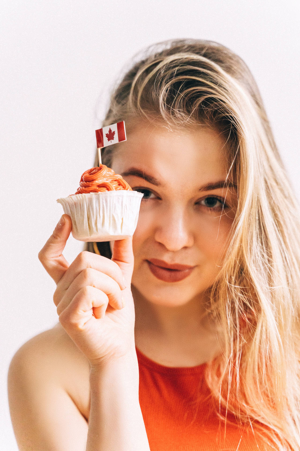 Canadian Girl And Cupcake Background