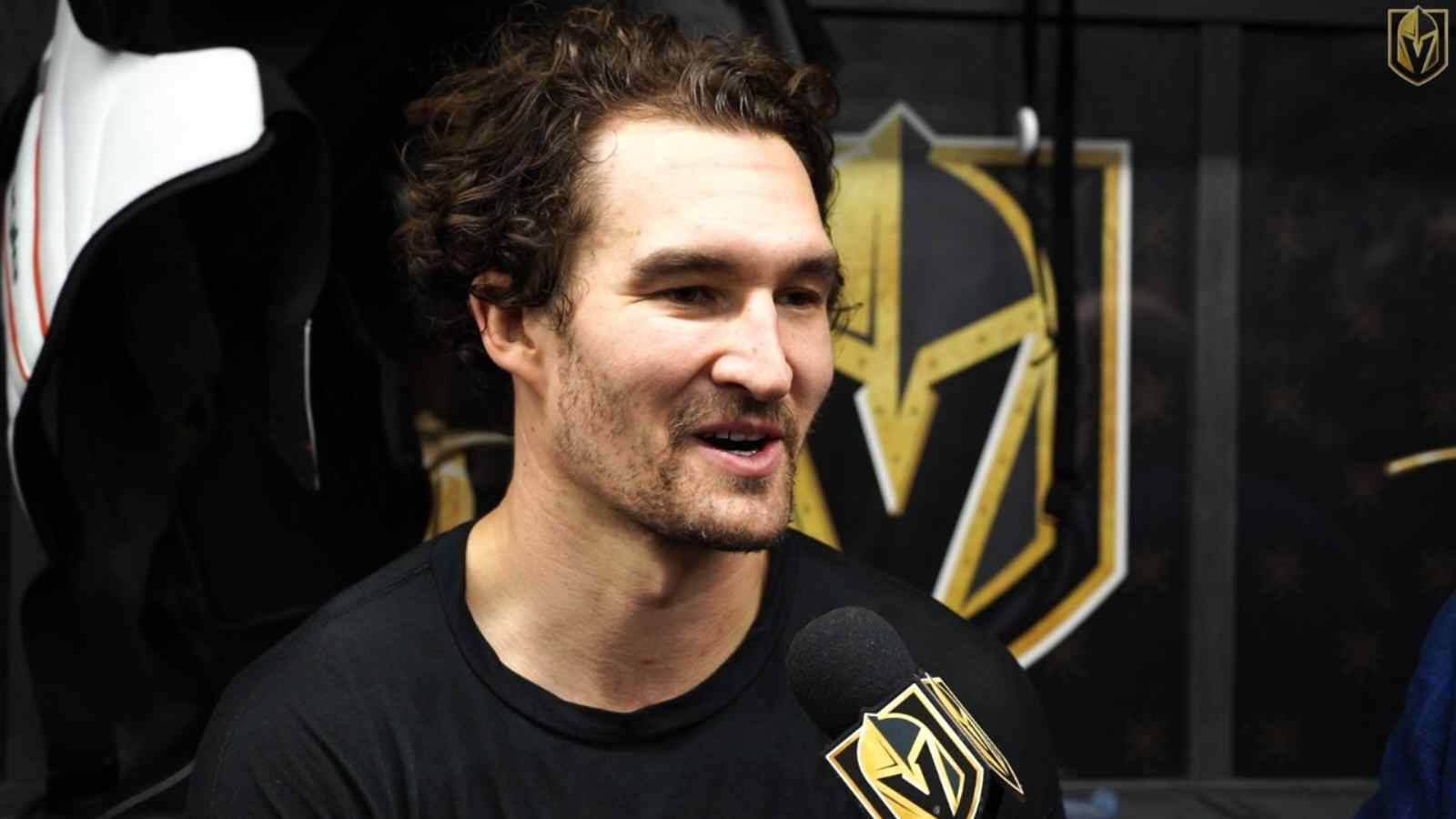 Canadian Hockey Athlete Mark Stone Close Up Shot Interview Background