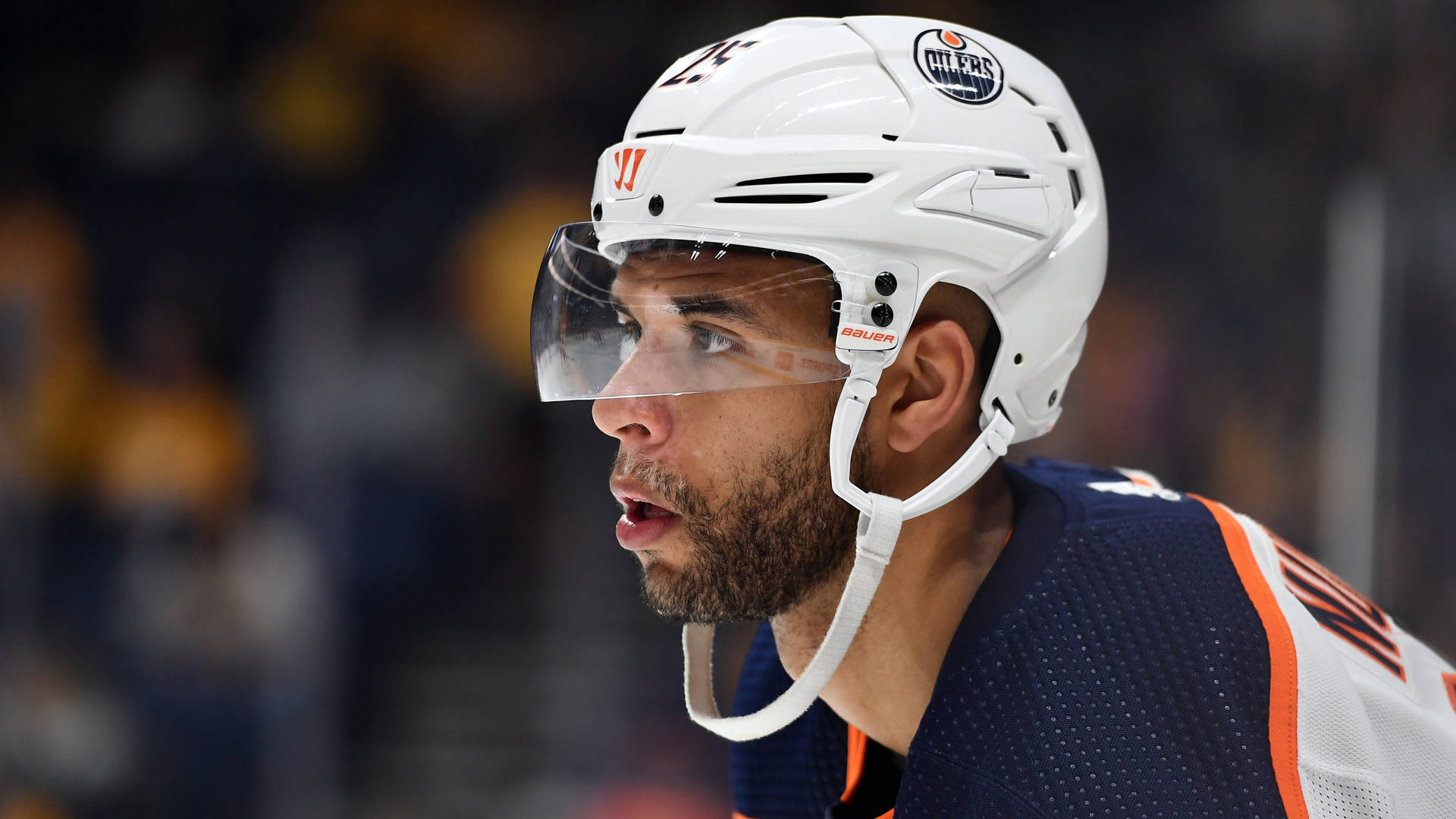 Canadian Ice Hockey Defenseman Darnell Nurse Dutch Angle Shot Background