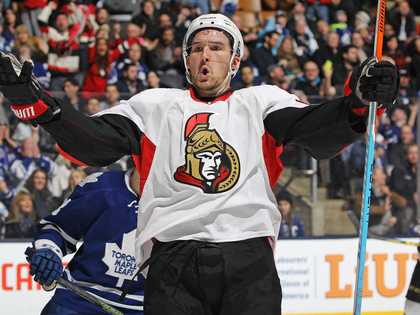 Canadian Ice-hockey Player, Mark Stone In Action During A 2016 Nhl Game Background