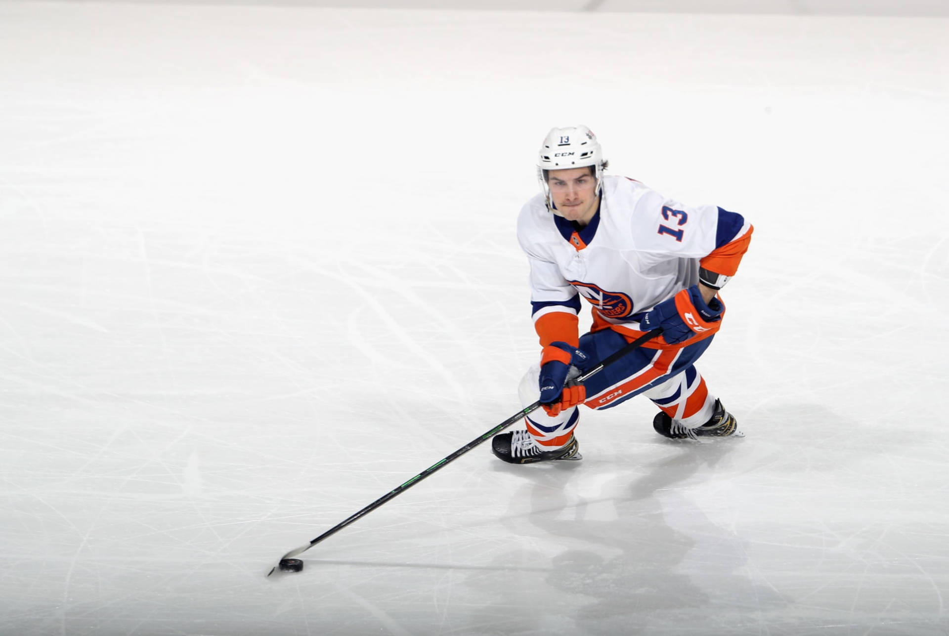 Canadian Ice Hockey Player Mathew Barzal High Angle Shot Background