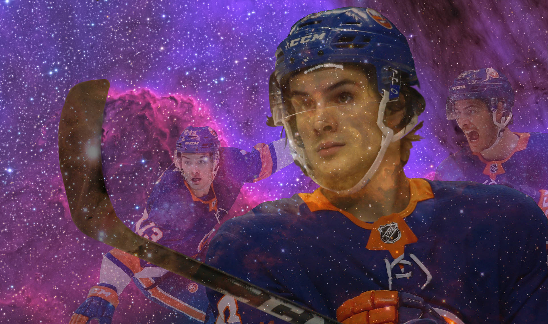 Canadian Ice Hockey Player Mathew Barzal Portrait Digital Art Background