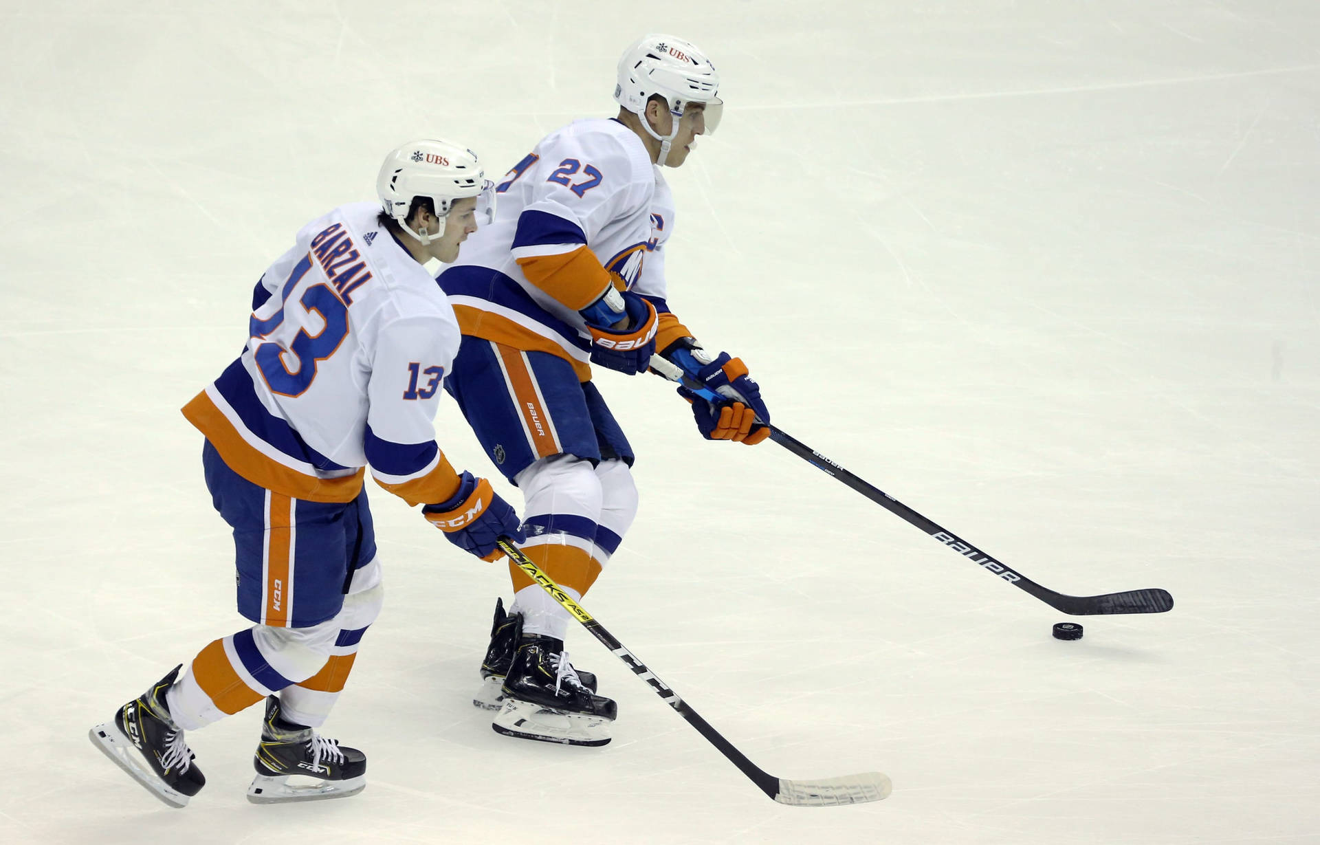 Canadian Ice Hockey Players Mathew Barzal And Anders Lee Background