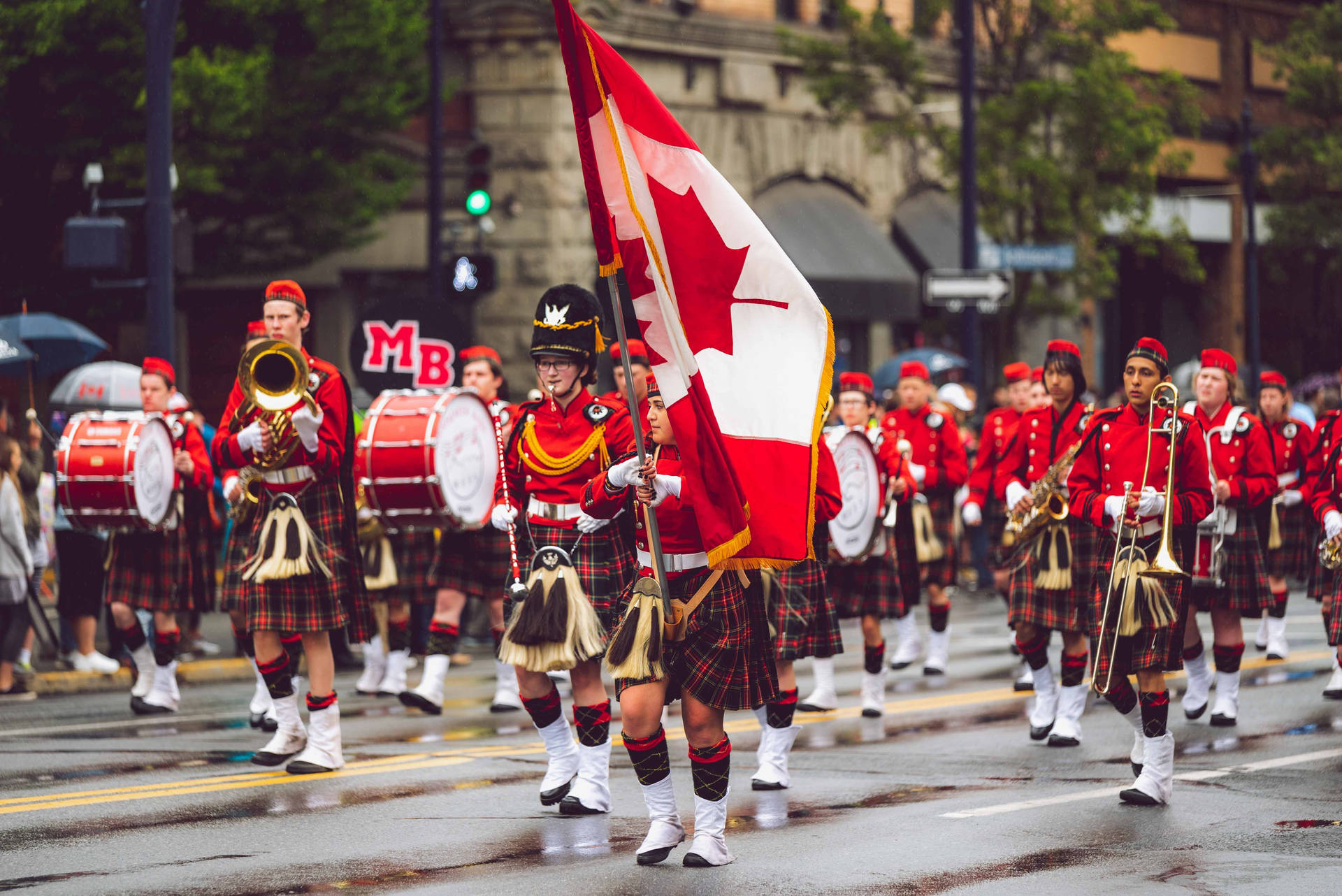 Canadian Marching Band Flag Background