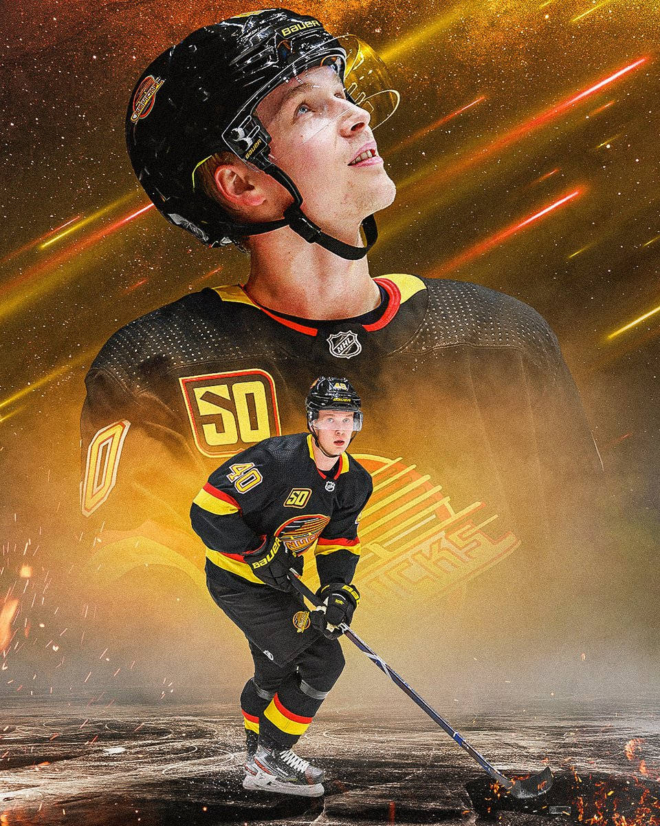 Canadian Nhl Player Elias Pettersson Digital Illustration Background