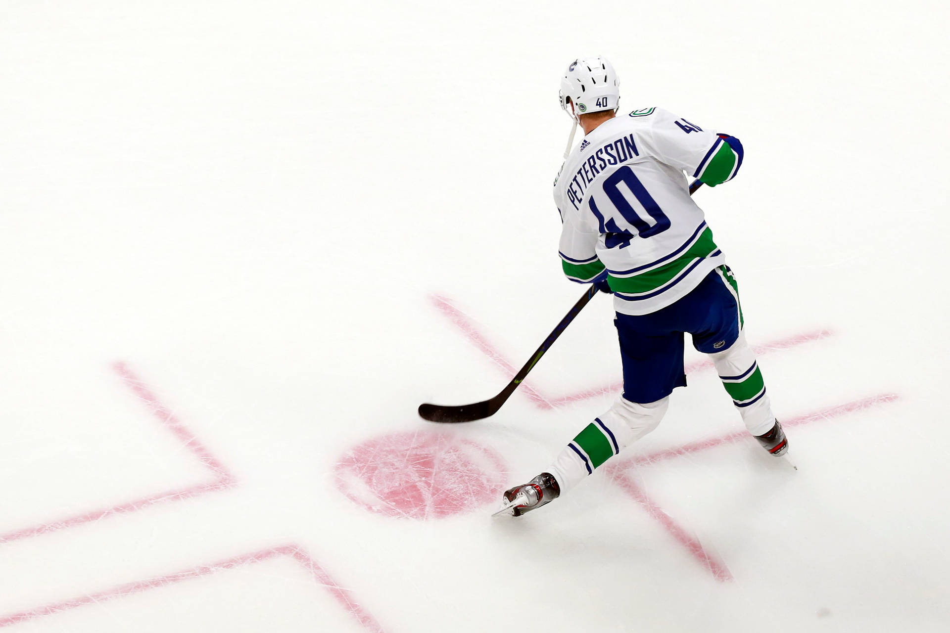 Canadian Nhl Player Elias Pettersson Top View Shot