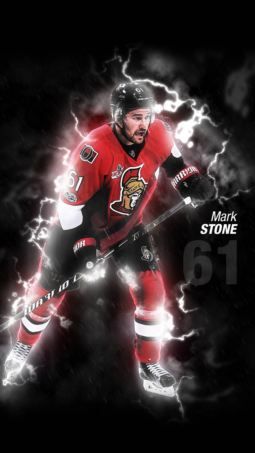 Canadian Ottawa Senators Player Mark Stone With Lightning Illustration Background