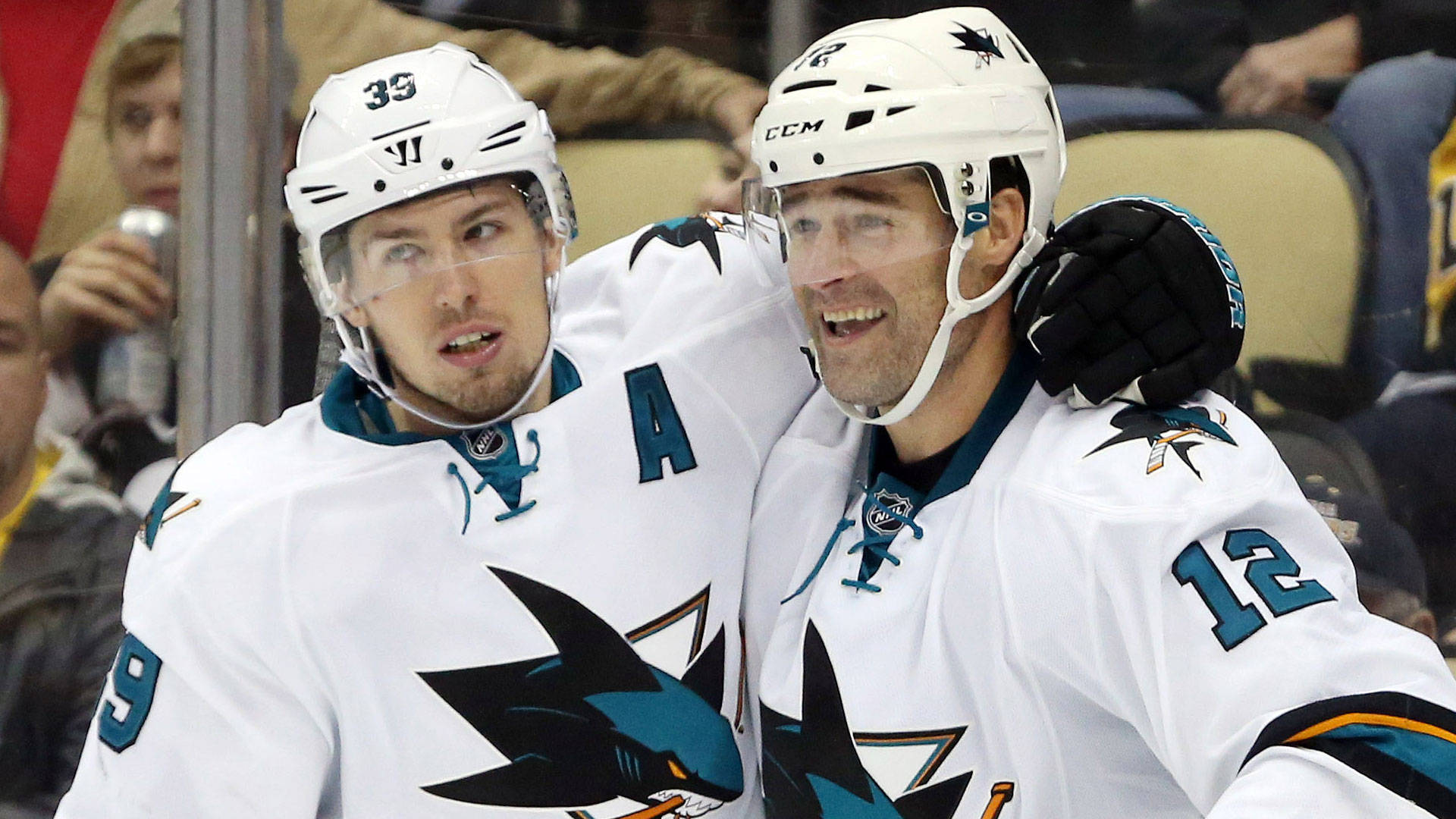 Canadian Professional Ice Hockey Center Logan Couture And Patrick Marleau
