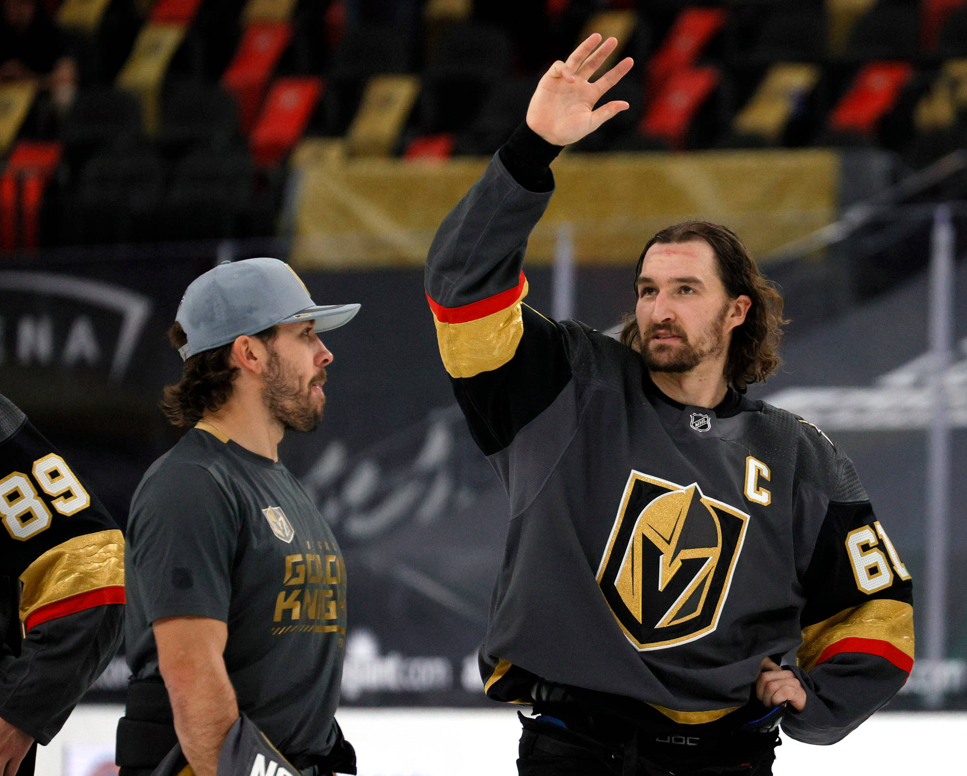 Canadian Professional Ice Hockey Player Mark Stone With Chandler Stephenson Background