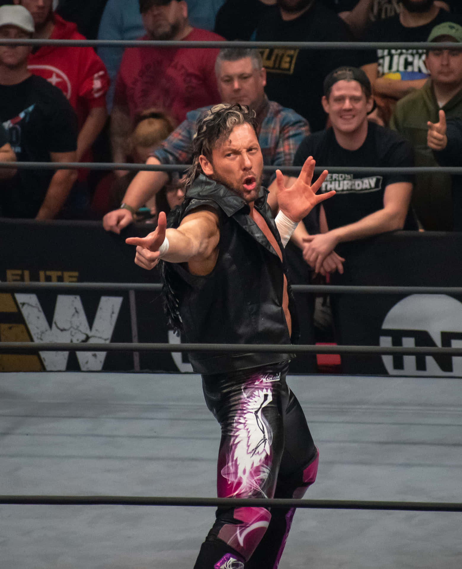 Canadian Professional Wrestler Kenny Omega During Aew Match Background