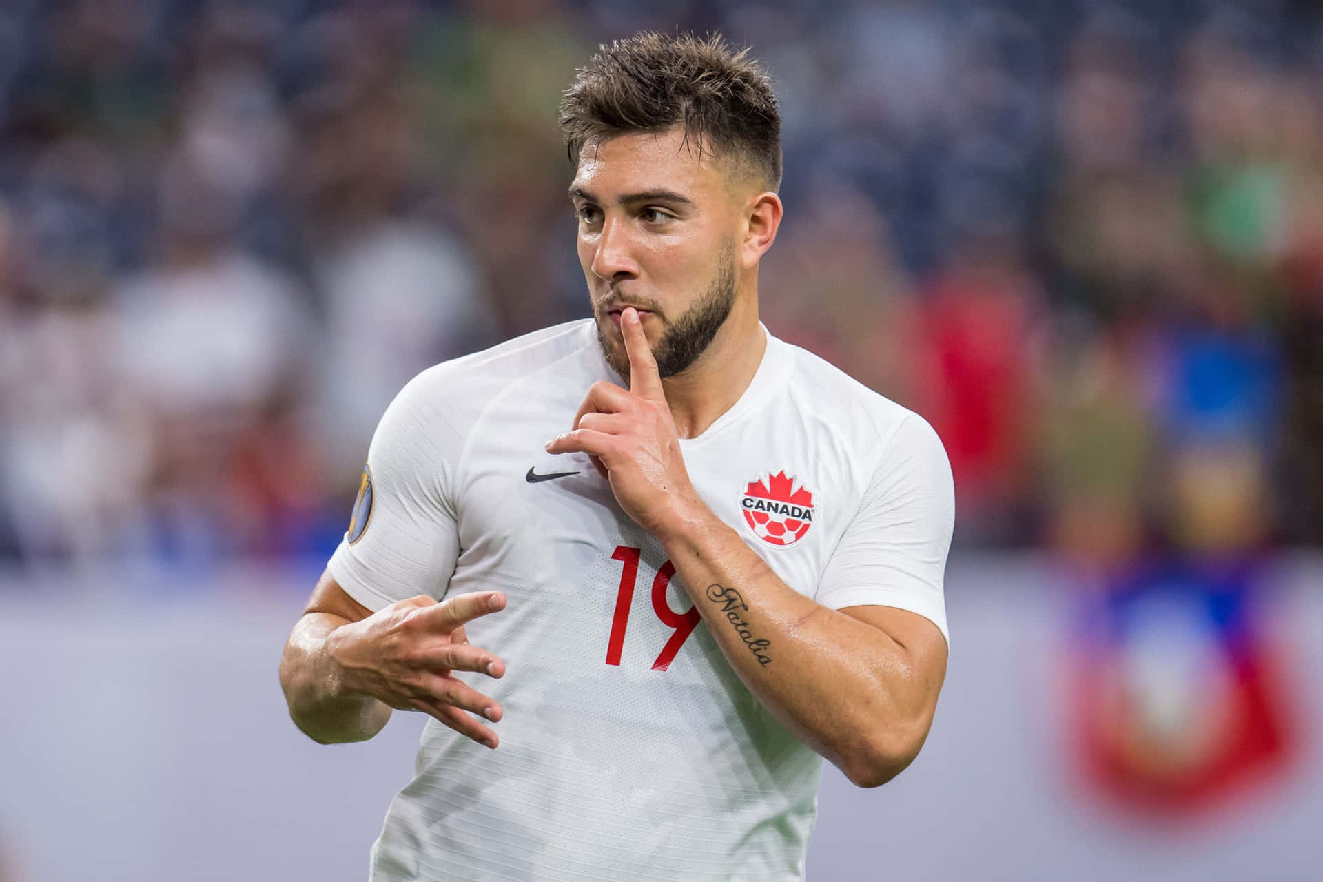Canadian Soccer Player Gesture Background