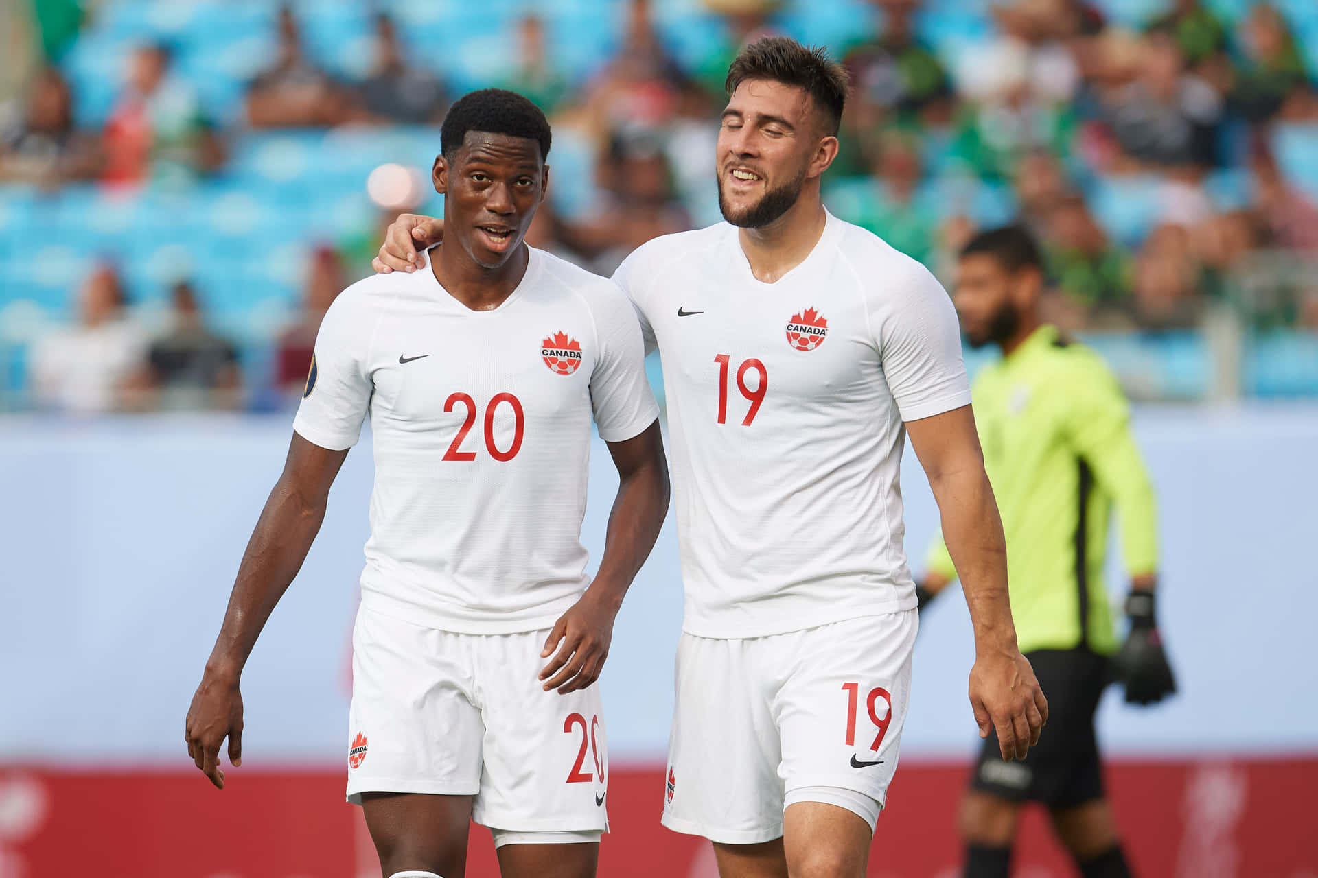 Canadian Soccer Players Celebration Background