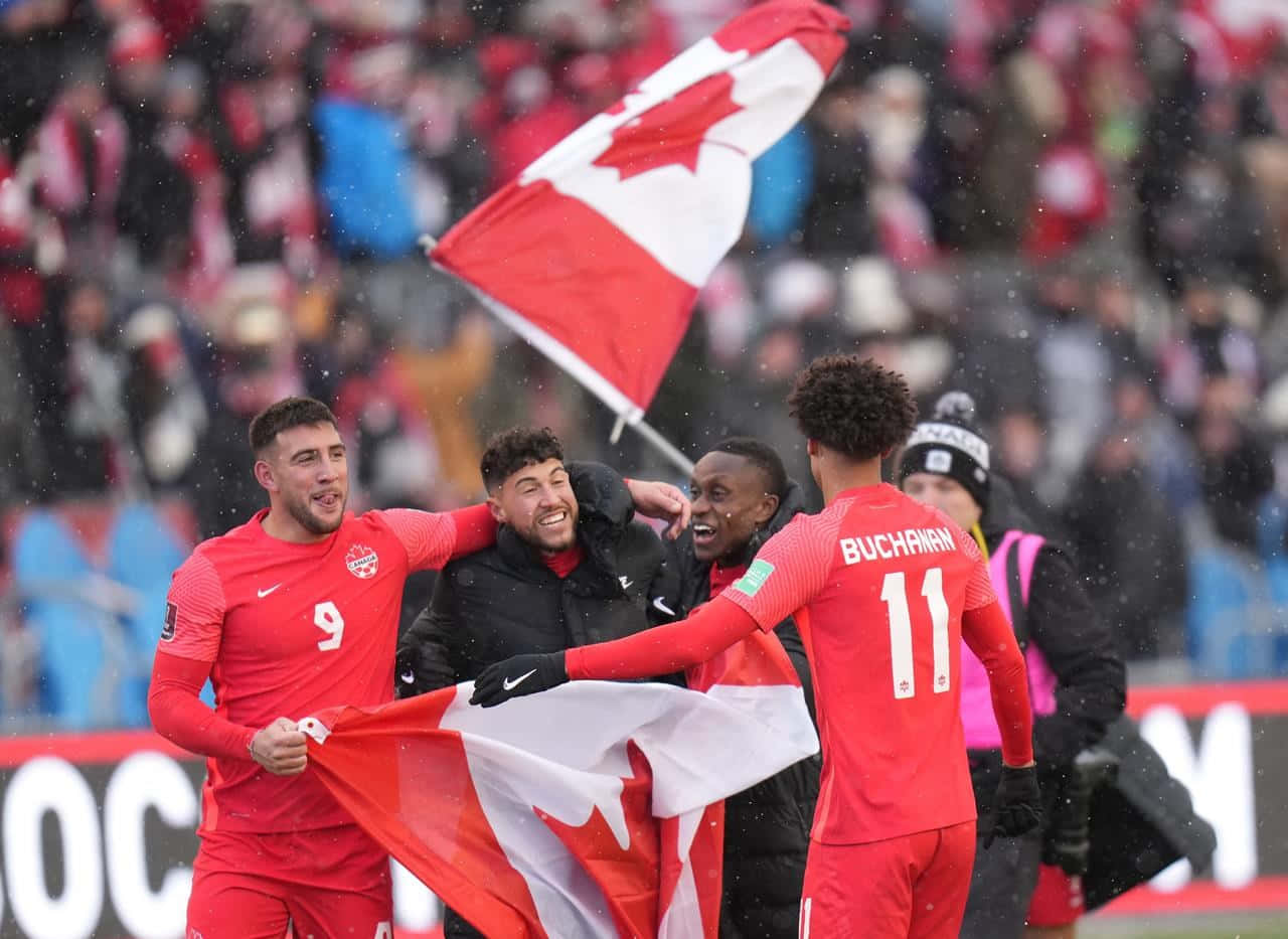 Canadian Soccer Team Celebration Background